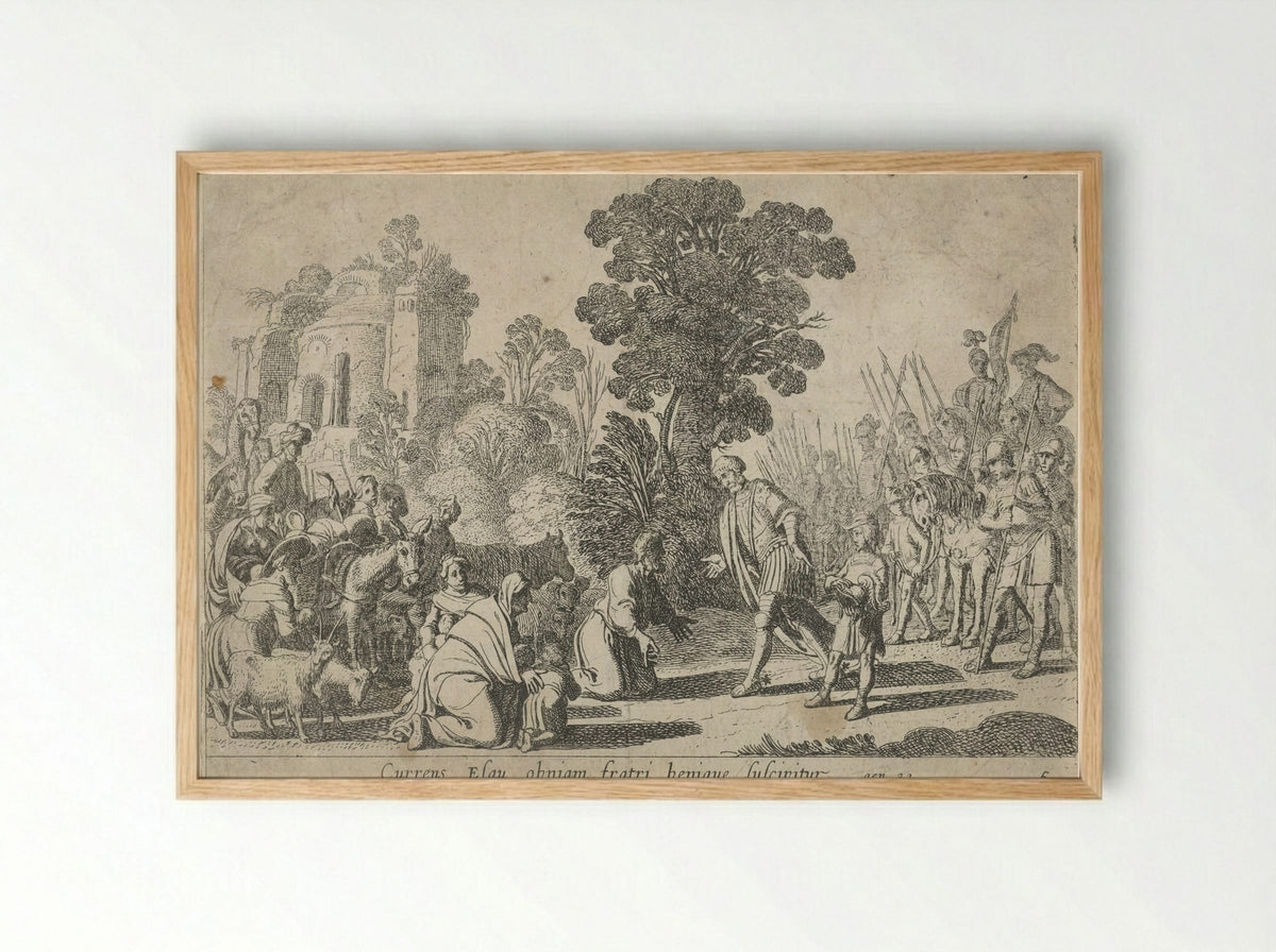The Reconciliation of Jacob and Esau - Nicolaes Moeyaert - Framed Print Wood