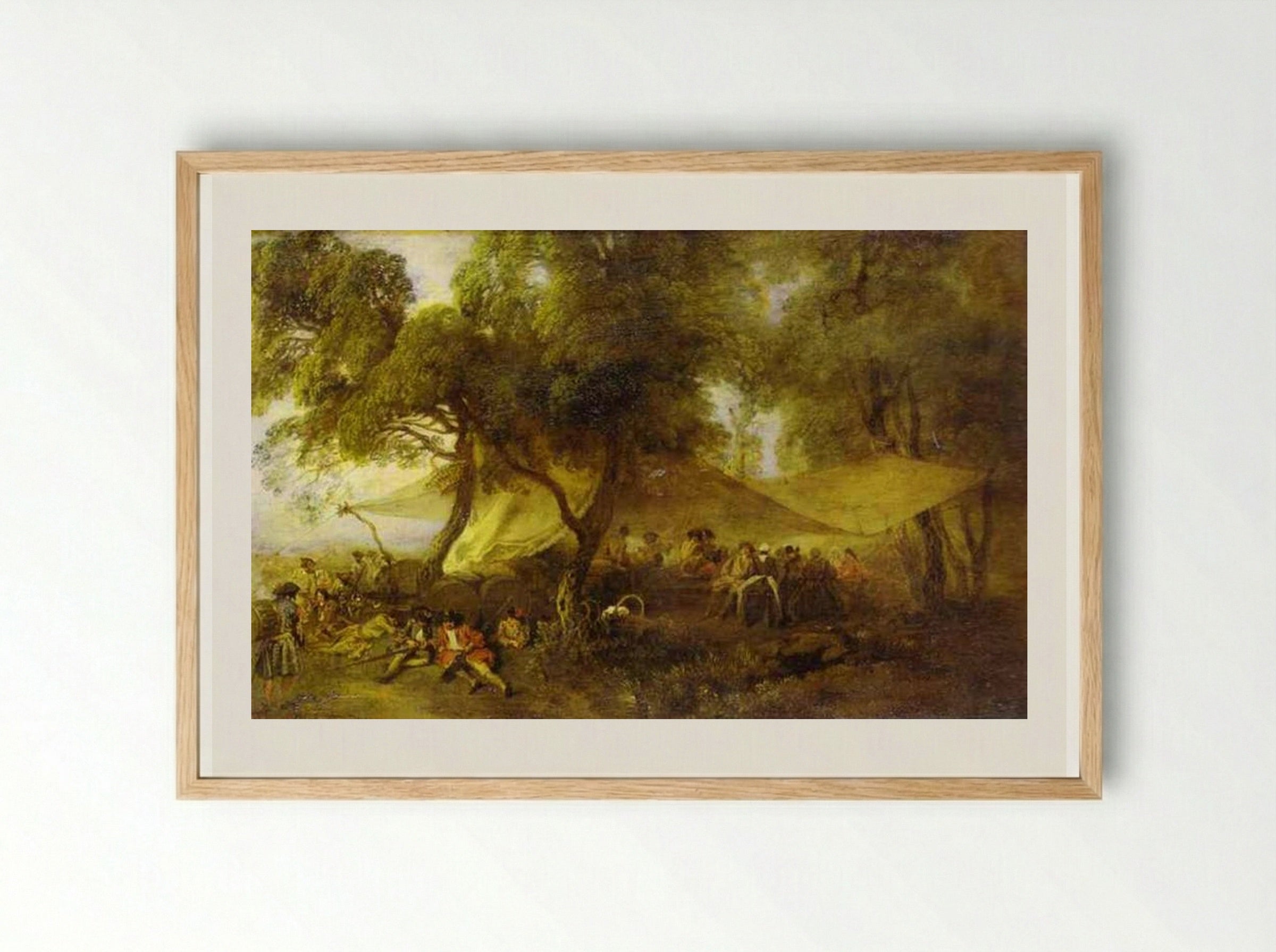 The Recreations of War - Antoine Watteau - Framed Print Wood