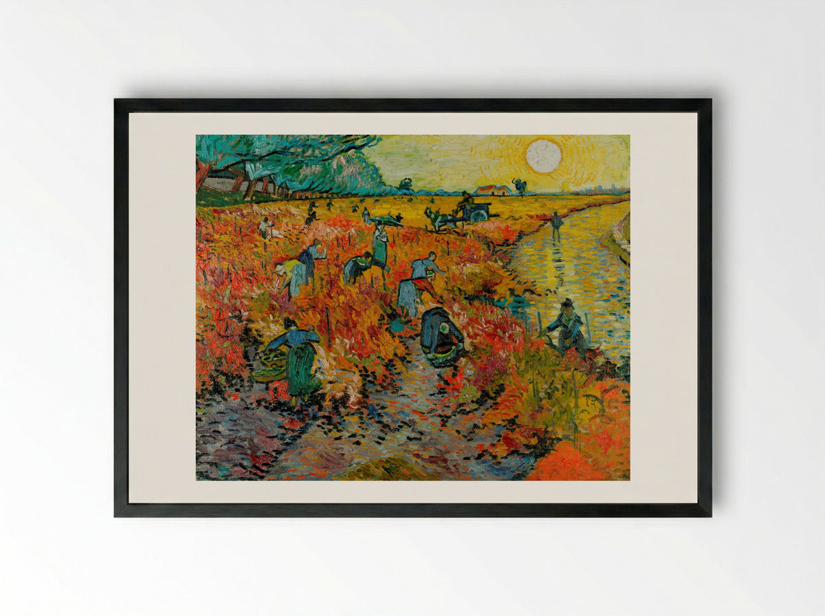 The Red Vineyard - Vincent van Gogh - Framed Print Black