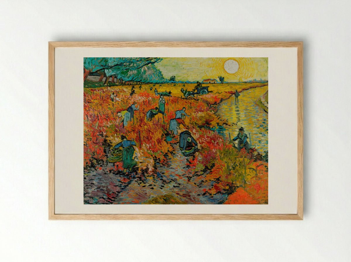 The Red Vineyard - Vincent van Gogh - Framed Print Wood
