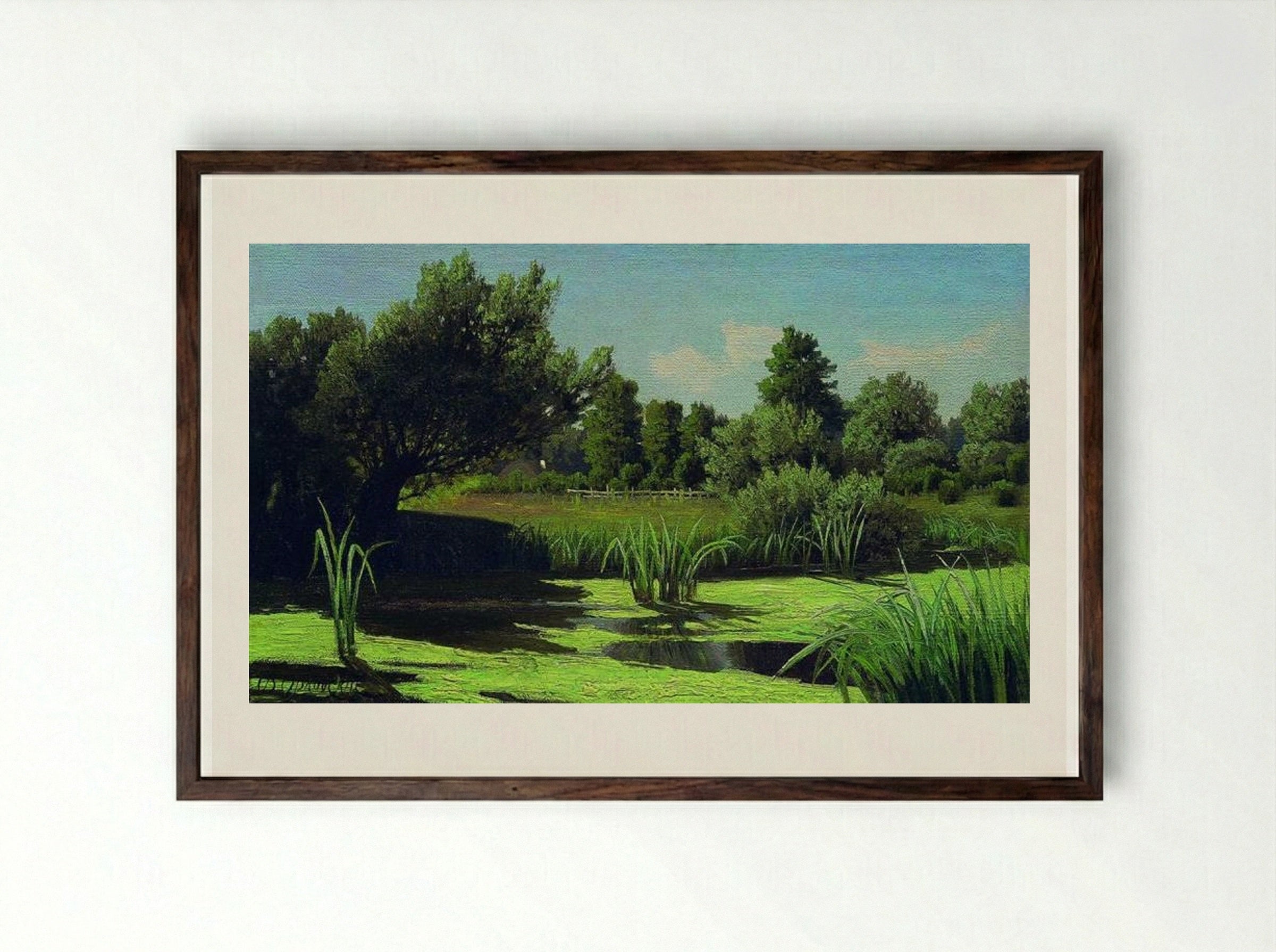 The Reeds in the River - Volodymyr Orlovsky - Framed Print Dark Wood
