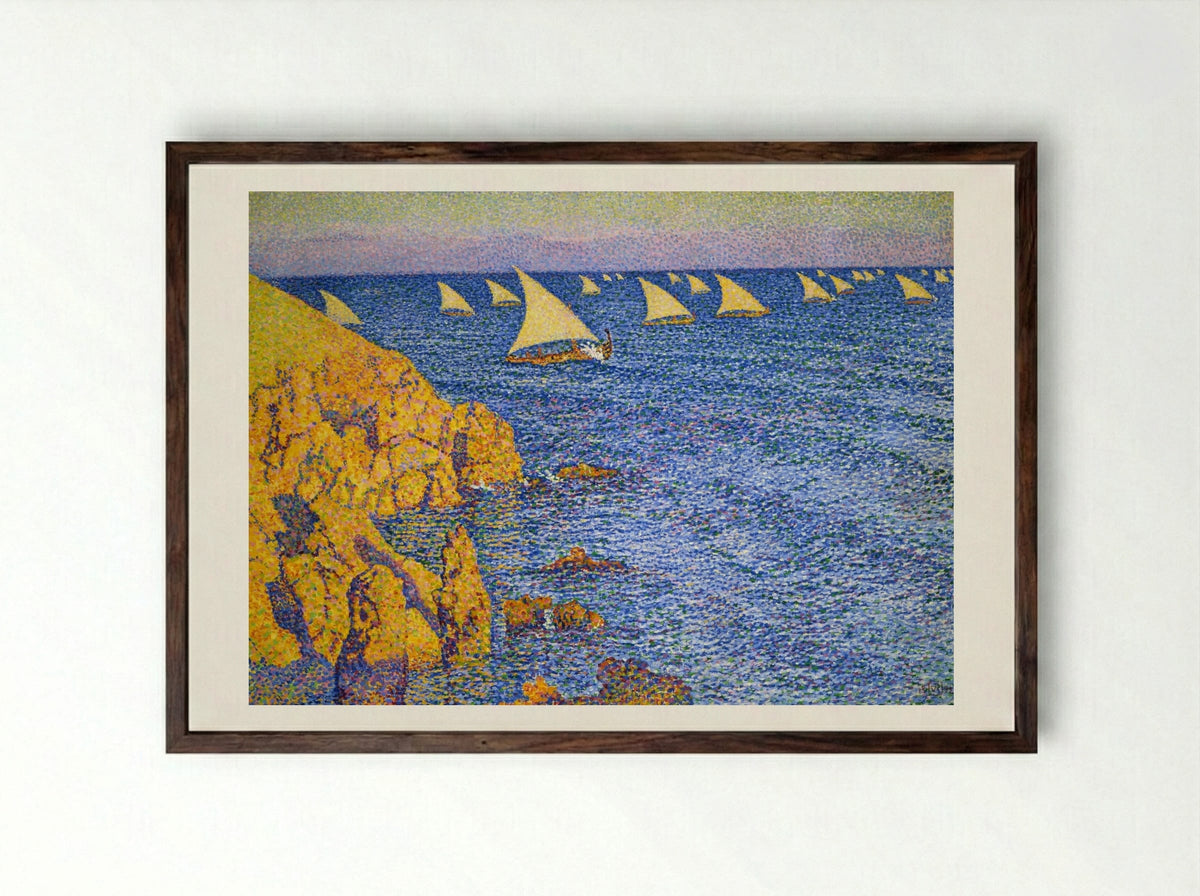 The Regatta - Théo van Rysselberghe - Framed Print Dark Wood