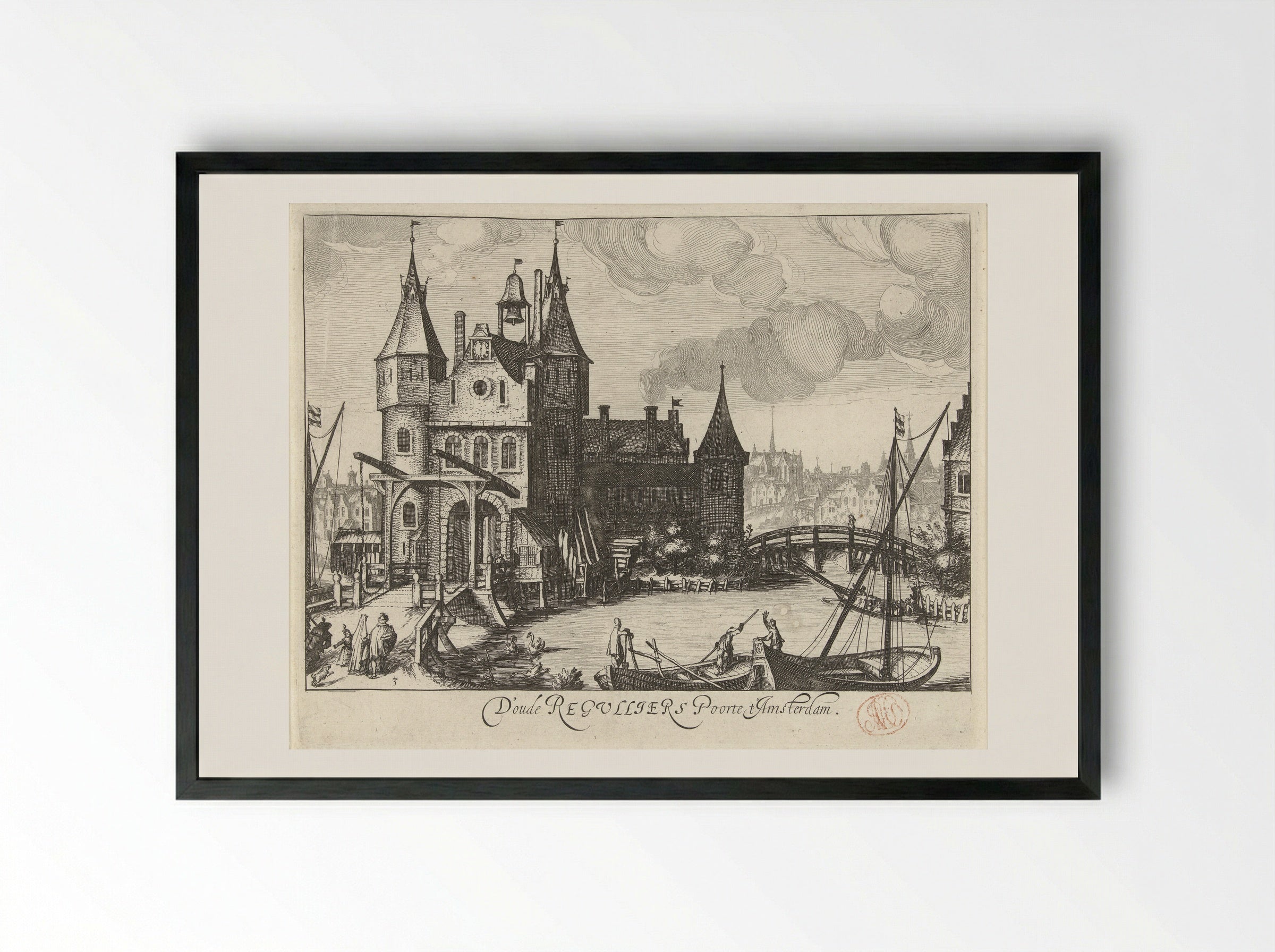 The Regulierspoort in Amsterdam - Simon Frisius - Framed Print Black