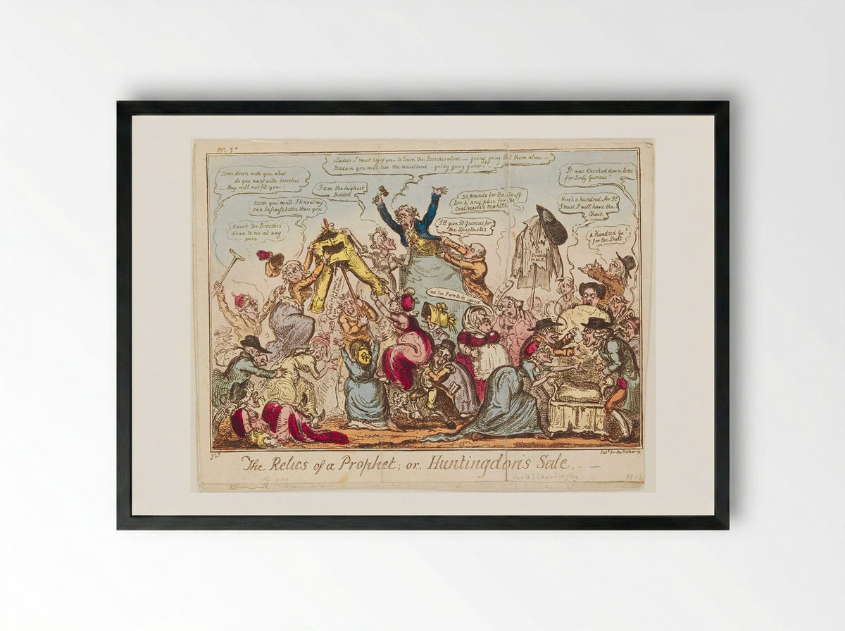 The Relics of a Prophet, or Huntingdon's Sale - George Cruikshank - Framed Print Black
