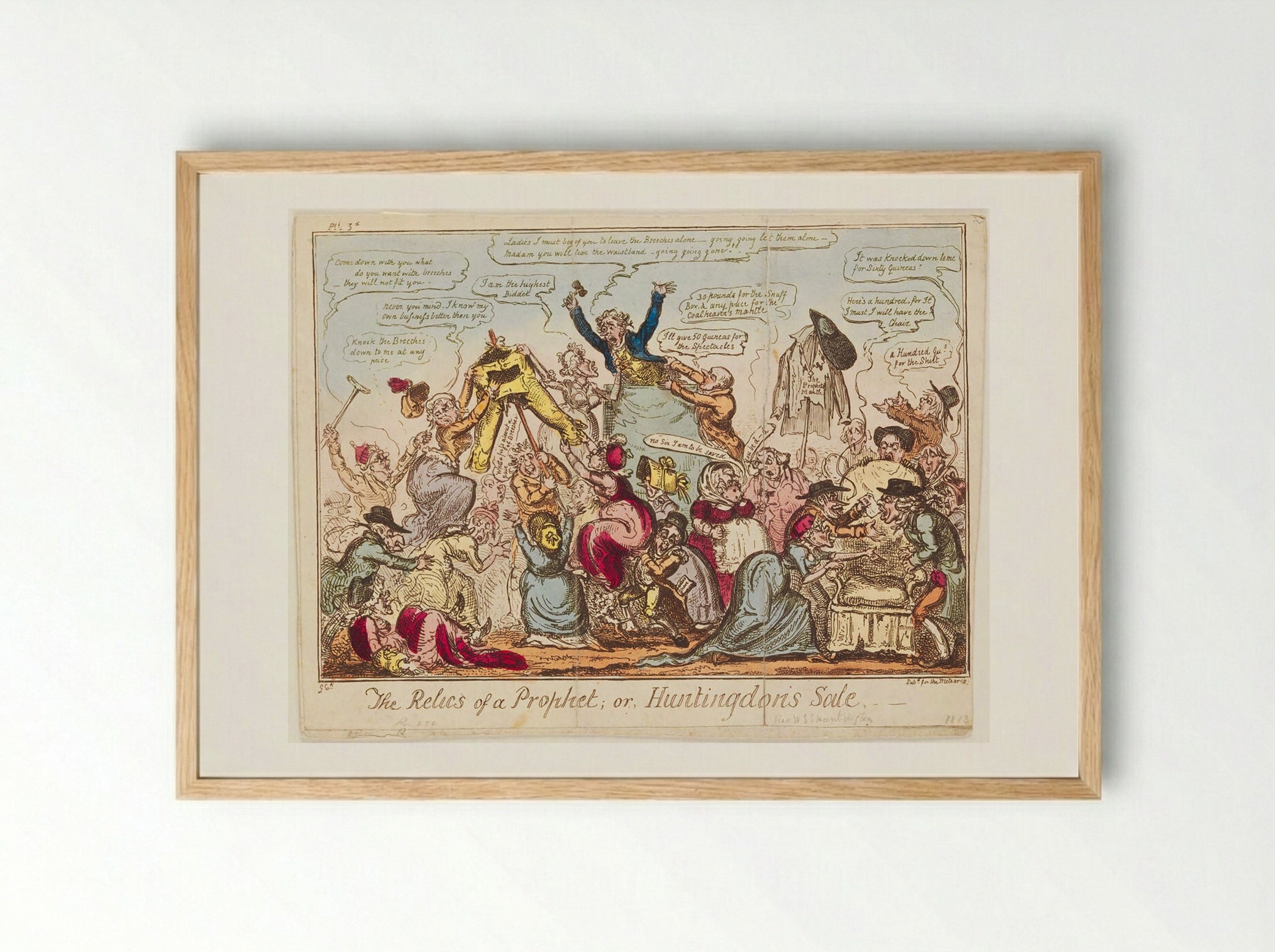 The Relics of a Prophet, or Huntingdon's Sale - George Cruikshank - Framed Print Wood