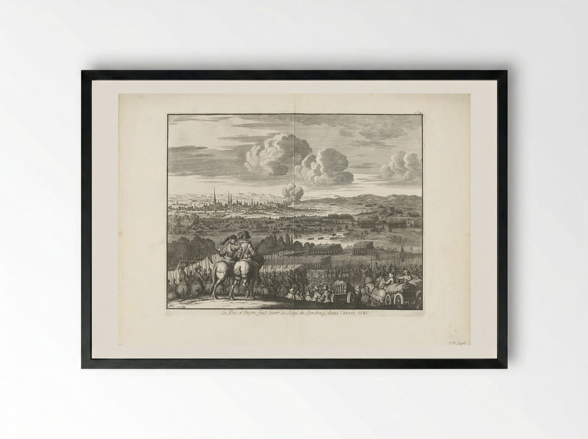 The Relief of Cambrai by the Duke of Anjou, 1581 - Jan Luyken - Framed Print Black