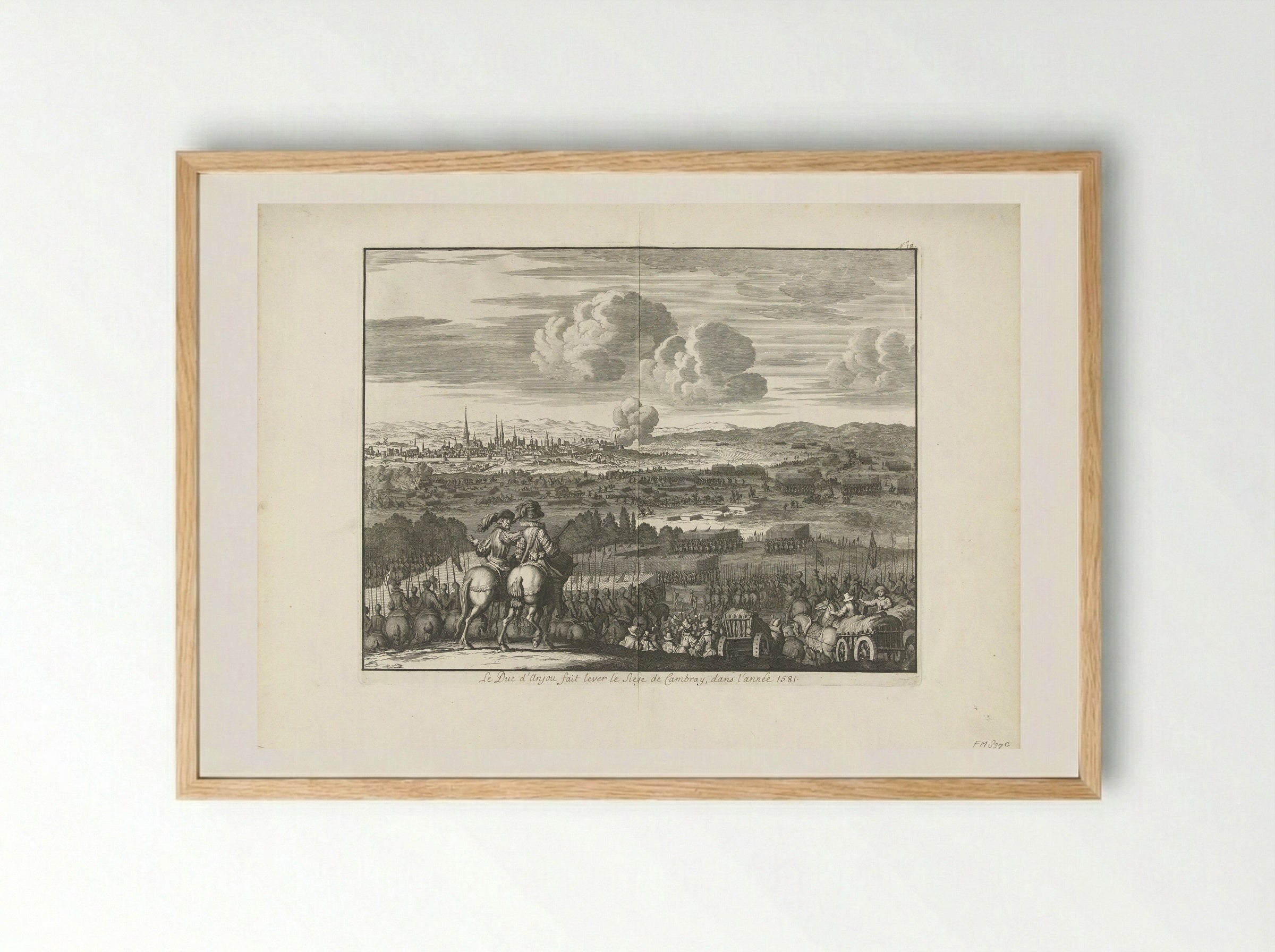 The Relief of Cambrai by the Duke of Anjou, 1581 - Jan Luyken - Framed Print Wood