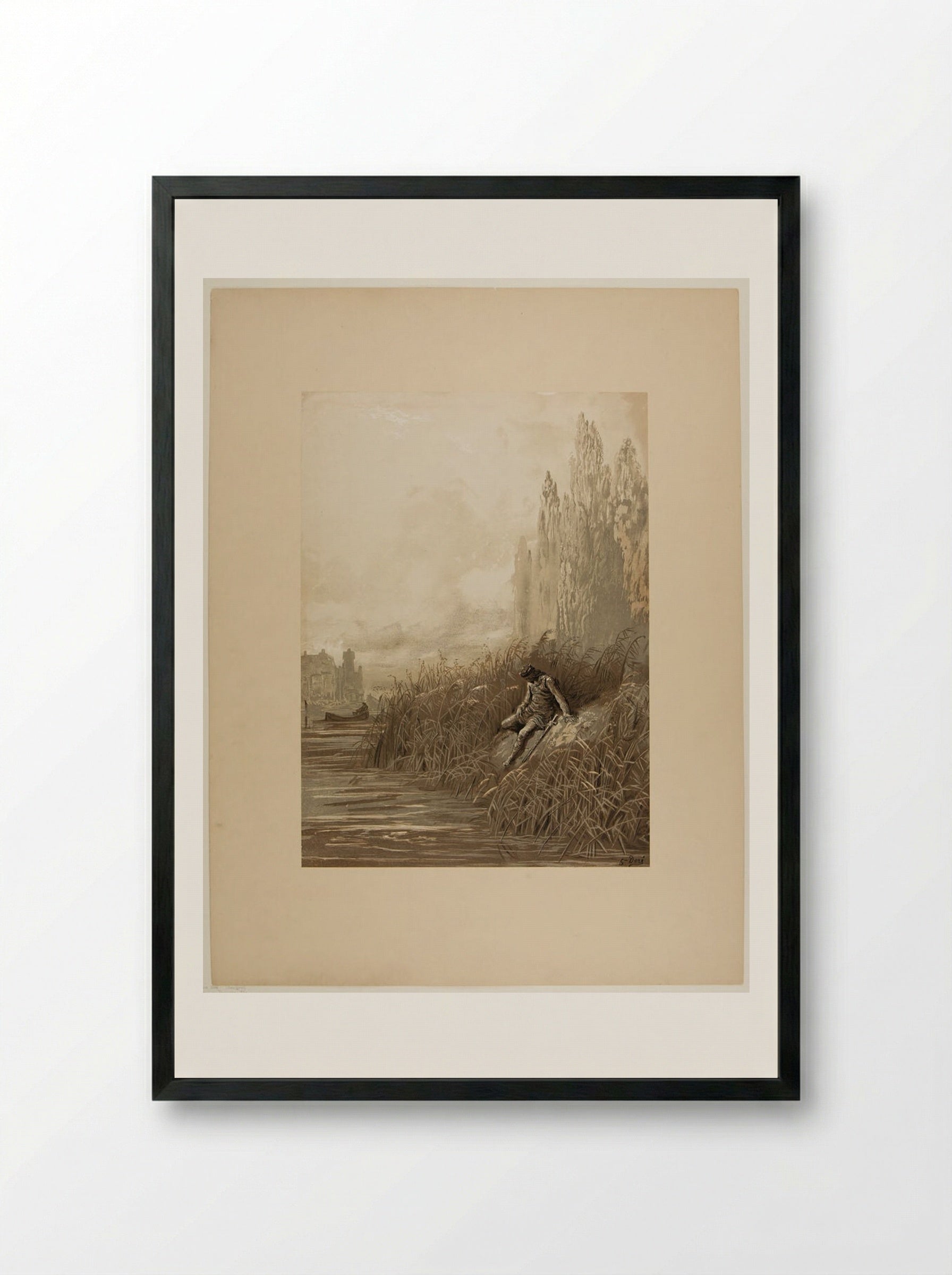 The Remorse of Lancelot - Gustave Doré - Framed Print Black