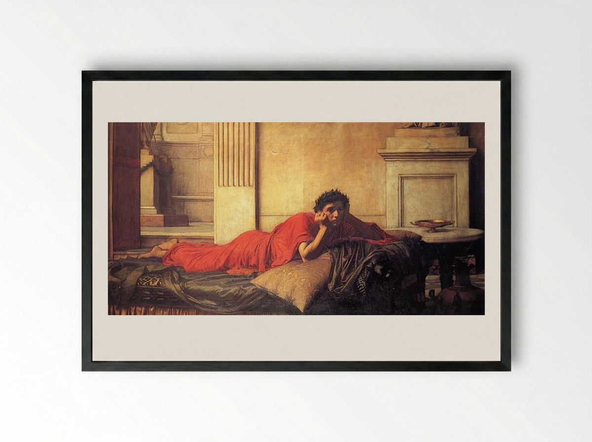 The Remorse of Nero After the Murder of His Mother - John William Waterhouse - Framed Print Black