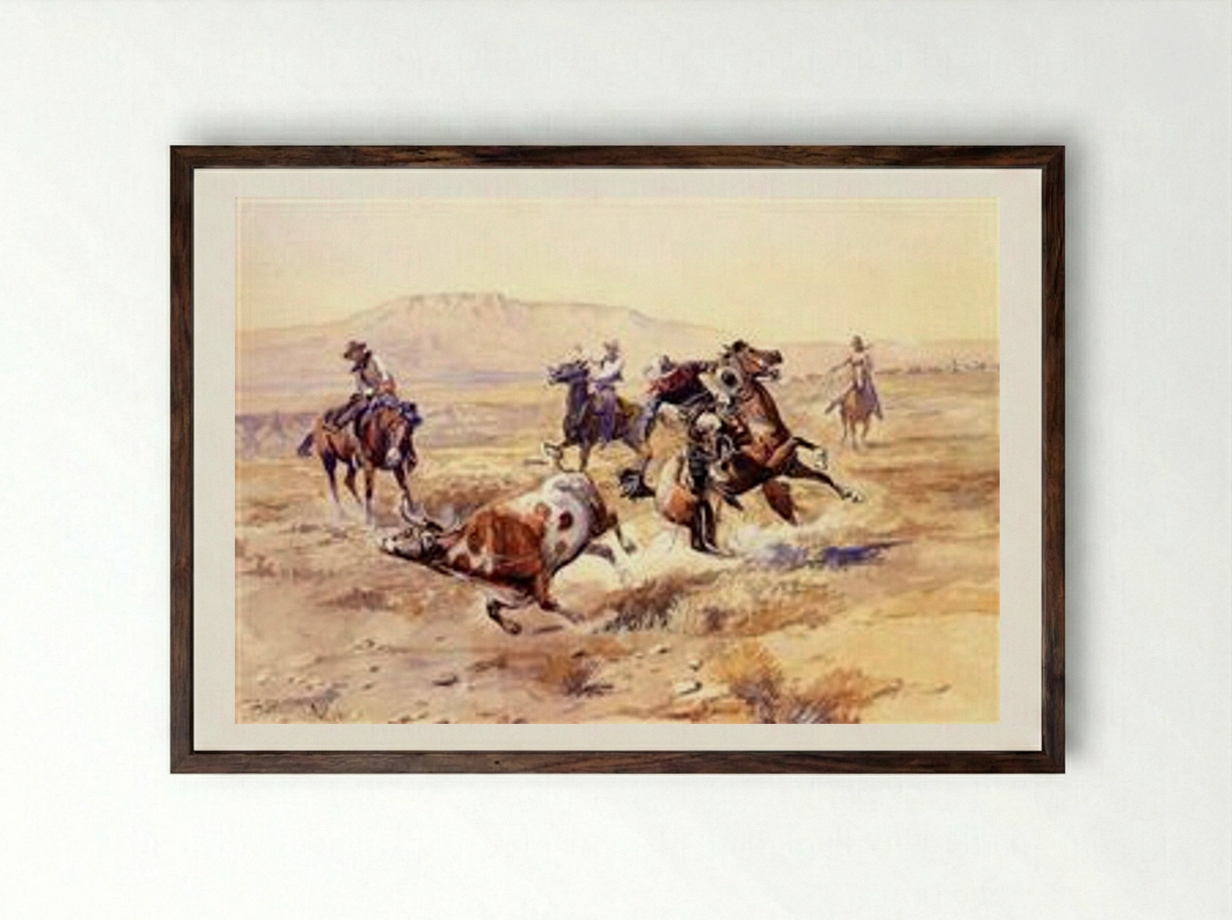 The Renegade - Charles M. Russell - Framed Print Dark Wood