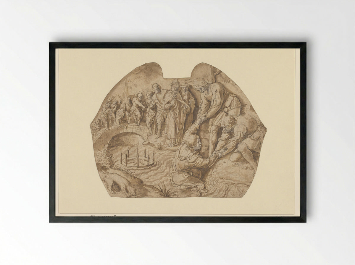 The Rescue of Saint Donatian - Lancelot Blondeel - Framed Print Black