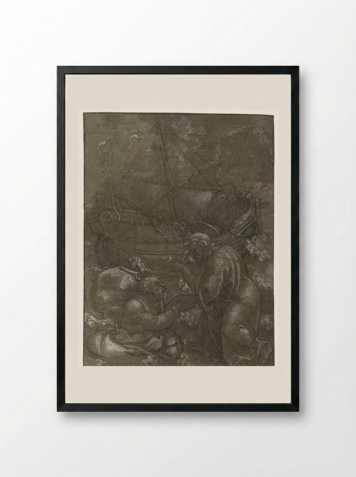 The Rescue of Saint Peter by Christ - Dirck Vellert - Framed Print Black