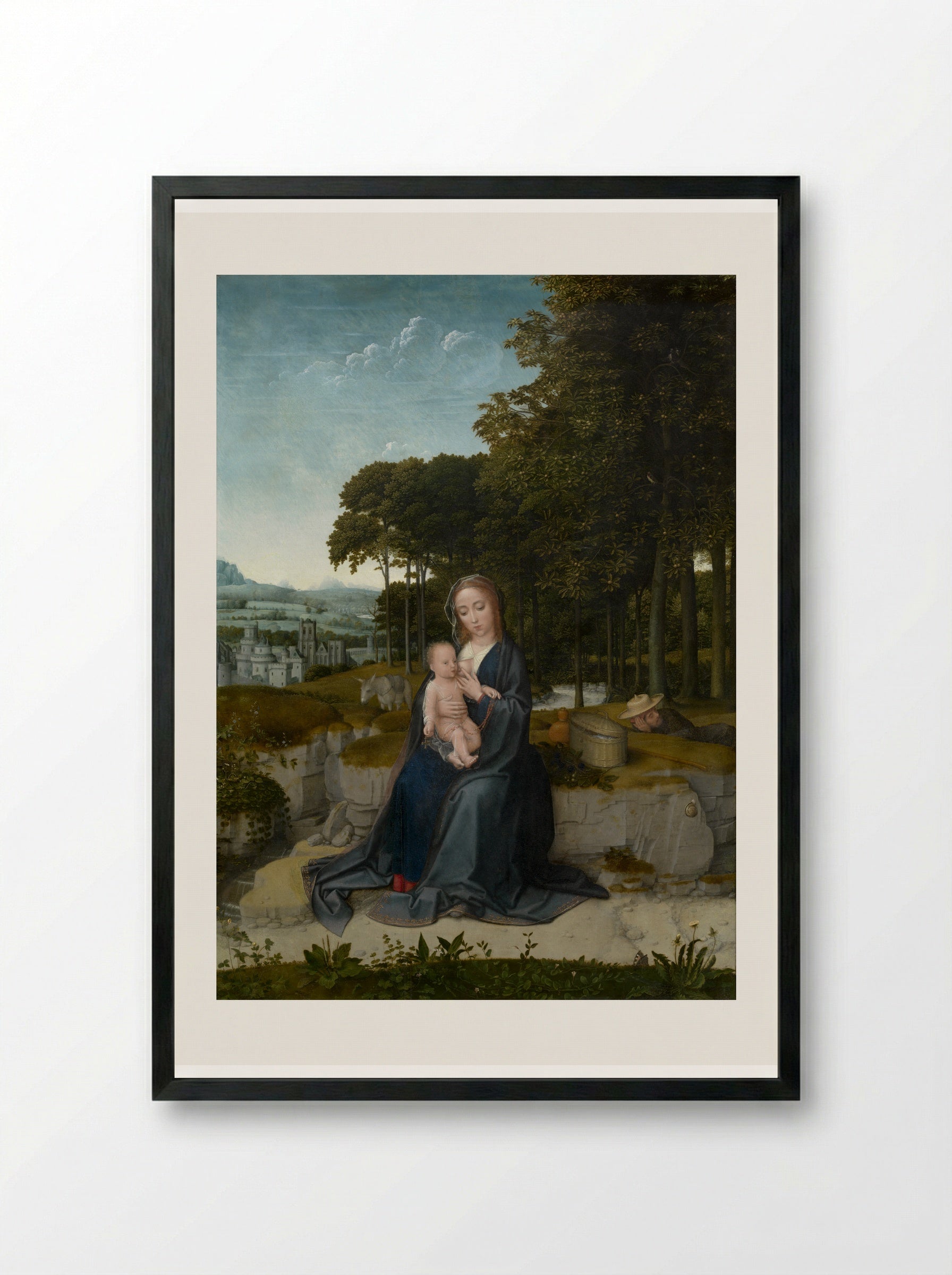 The Rest on the Flight into Egypt - Gerard David - Framed Print Black