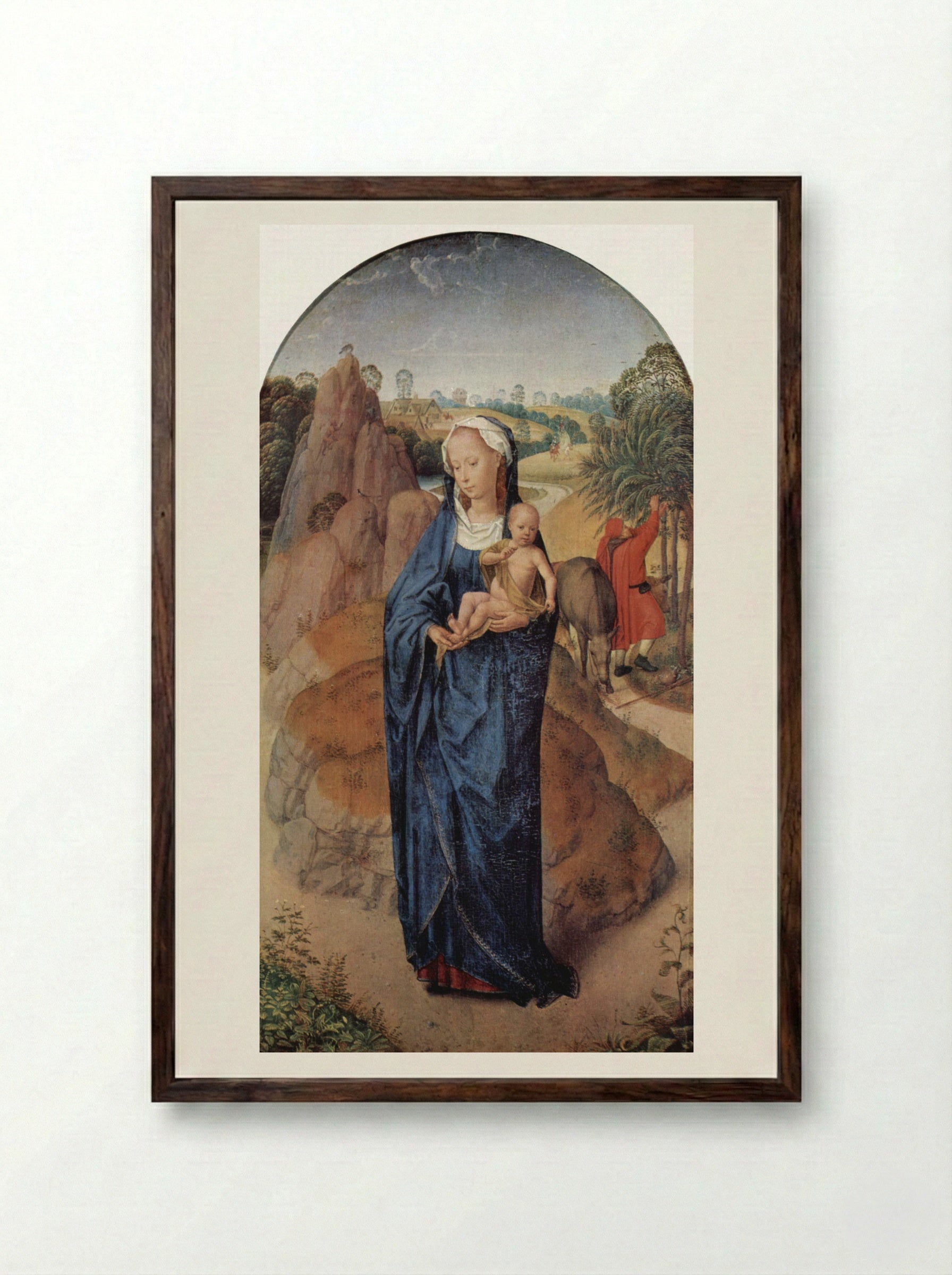 The Rest on the Flight into Egypt - Hans Memling - Framed Print Dark Wood