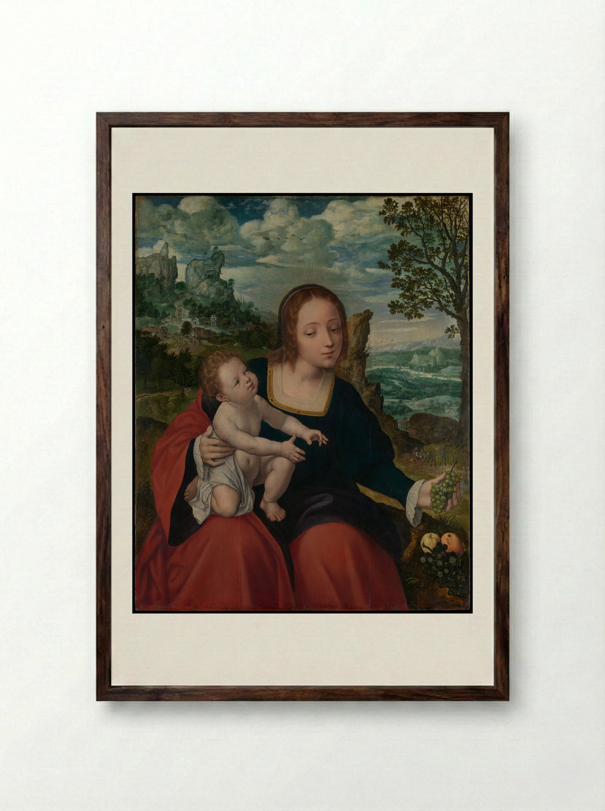 The Rest on the Flight into Egypt - Jan Massys - Framed Print Dark Wood