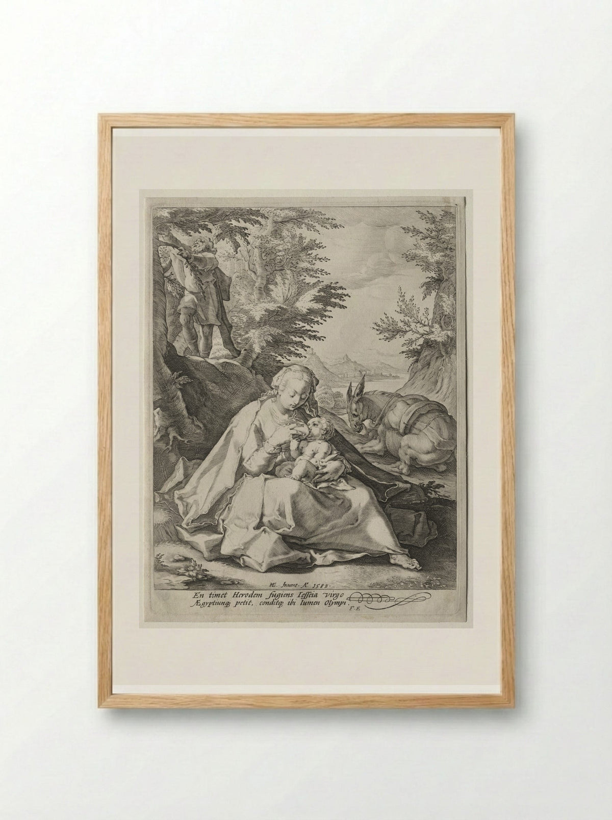 The Rest on the Flight into Egypt - Jacob Matham - Framed Print Wood