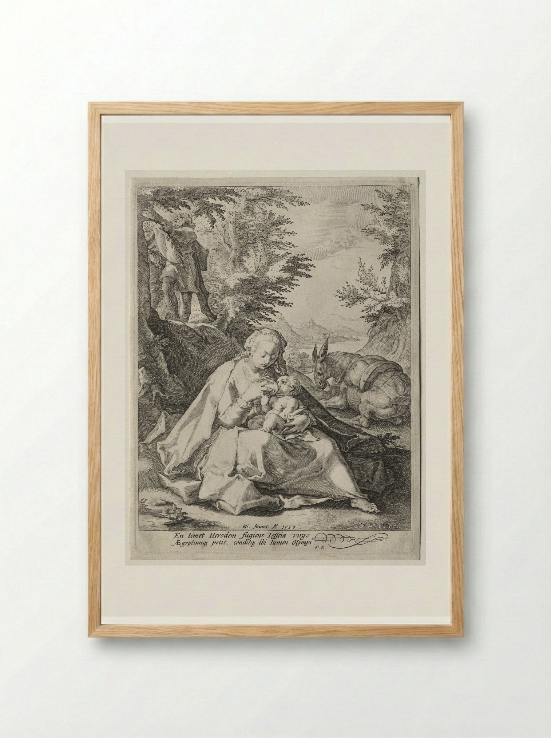 The Rest on the Flight into Egypt - Jacob Matham - Framed Print Wood