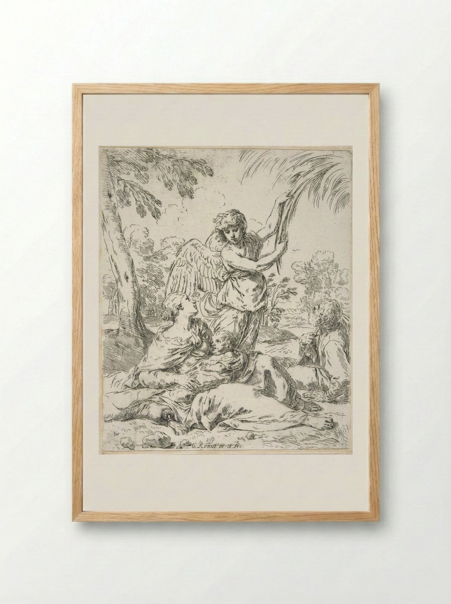 The Rest on the Flight into Egypt - Simone Cantarini - Framed Print Wood