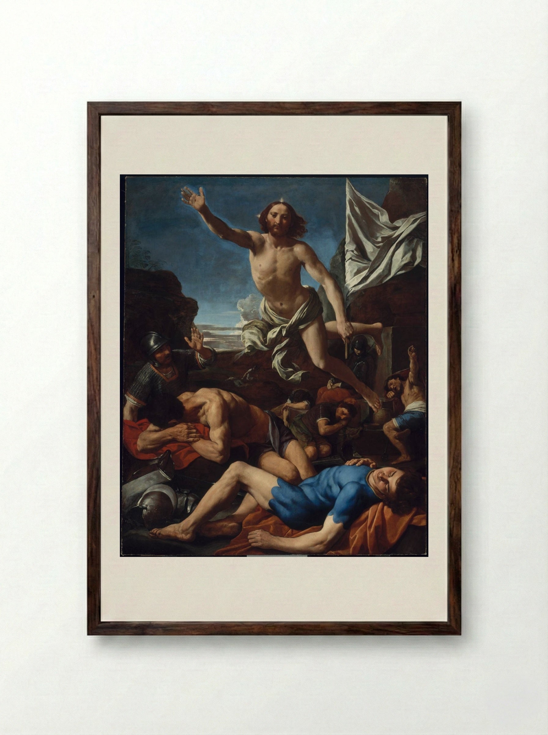 The Resurrection of Christ - Simone Cantarini - Framed Print Dark Wood