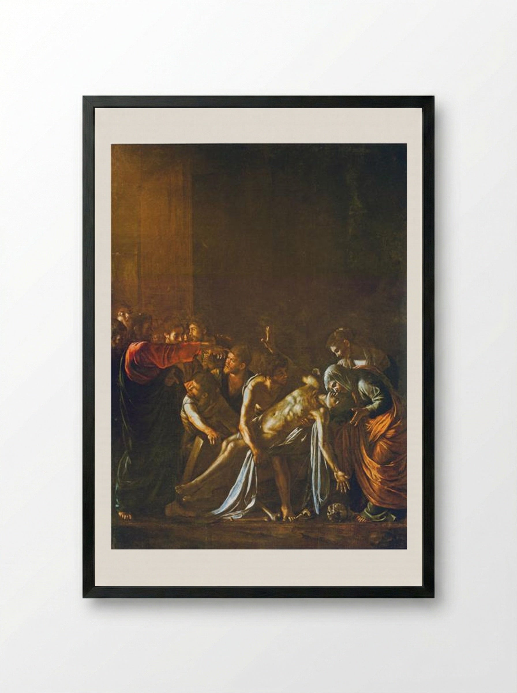 The Resurrection of Lazarus - Caravaggio - Framed Print Black