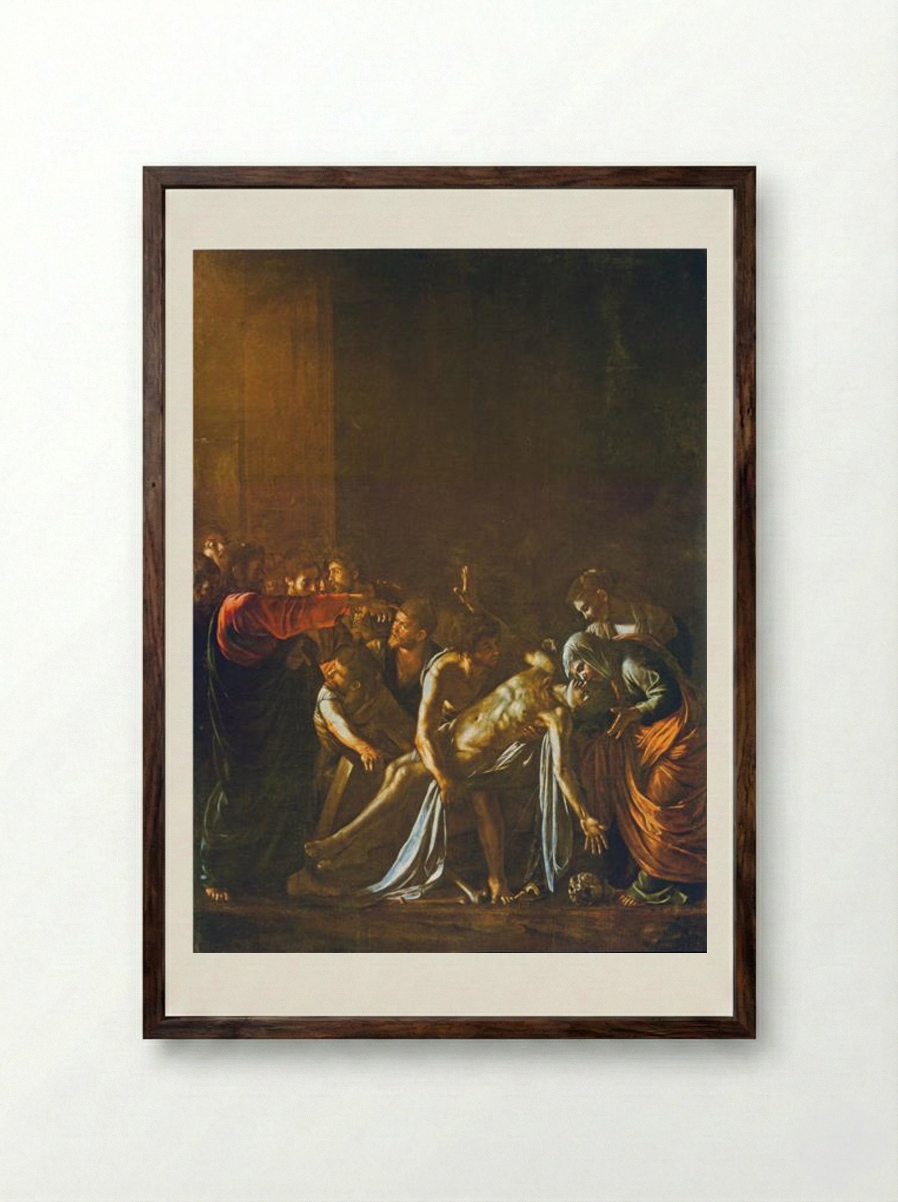The Resurrection of Lazarus - Caravaggio - Framed Print Dark Wood