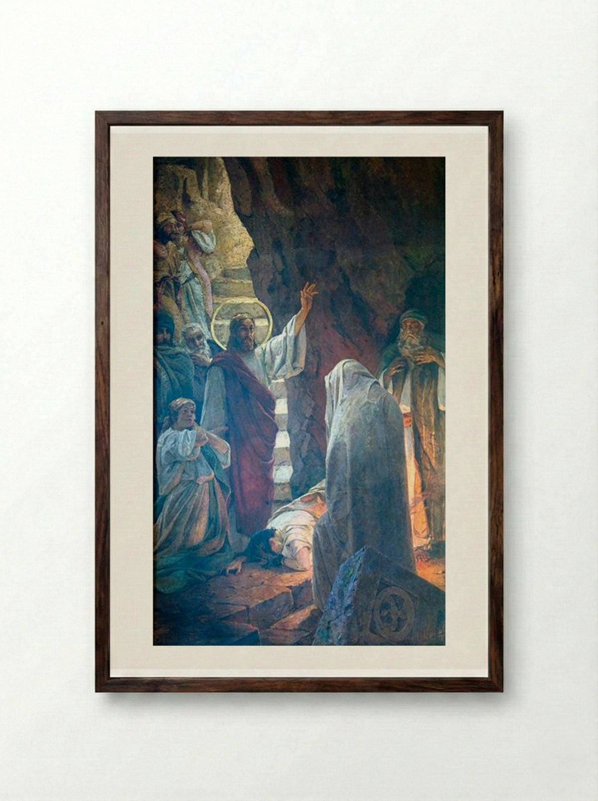 The Resurrection of Lazarus - Wilhelm Kotarbinski - Framed Print Dark Wood