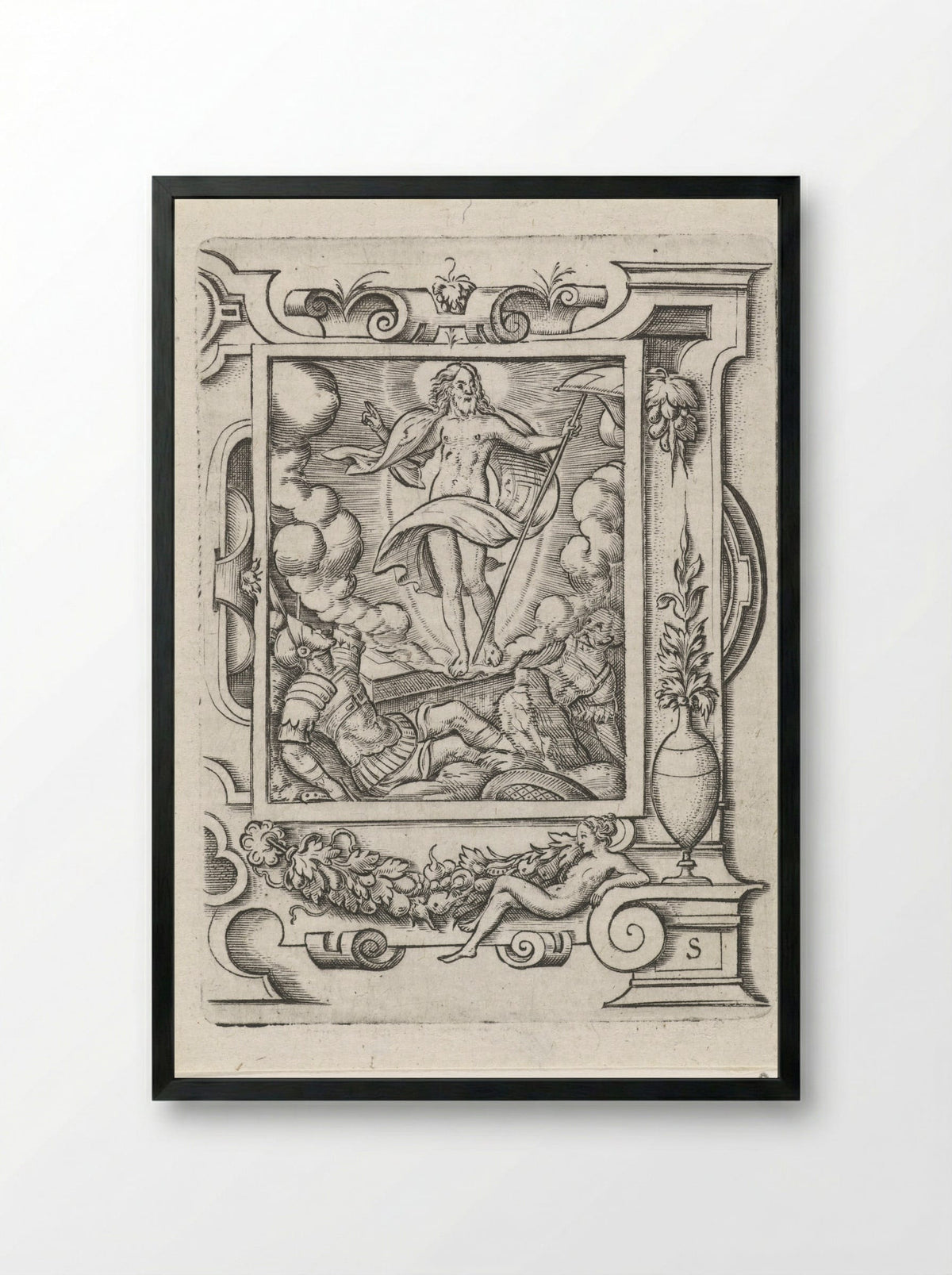 The Resurrection - Virgilius Solis - Framed Print Black