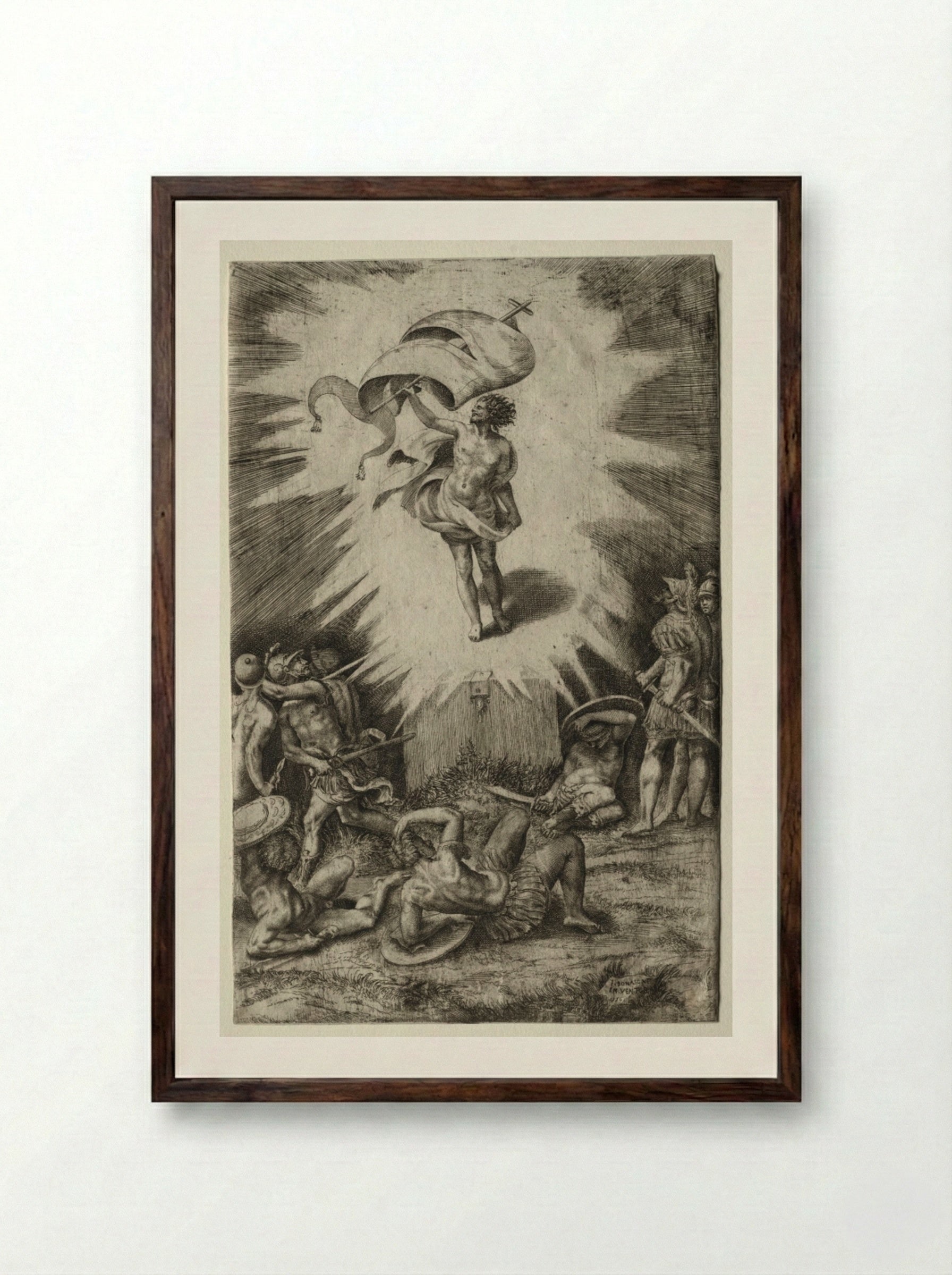 The Resurrection - Giulio Bonasone - Framed Print Dark Wood