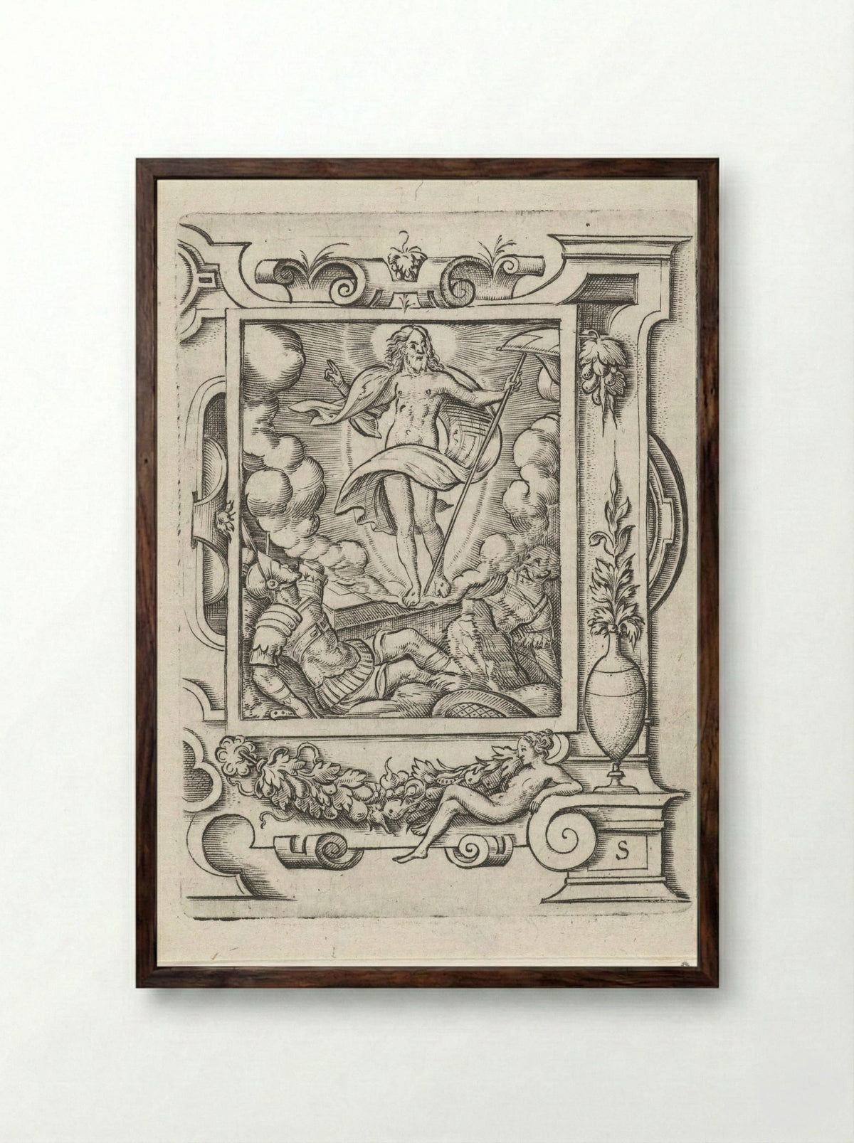 The Resurrection - Virgilius Solis - Framed Print Dark Wood