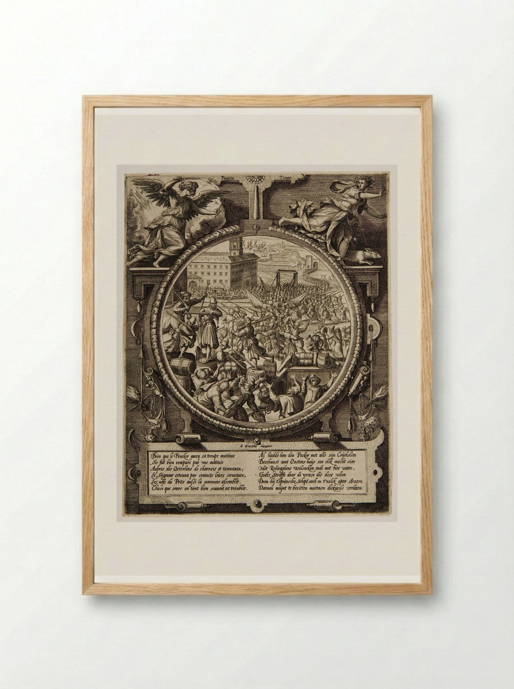 The Retreat of the Germans, 2 VIII 1577 - Johannes Wierix - Framed Print Wood
