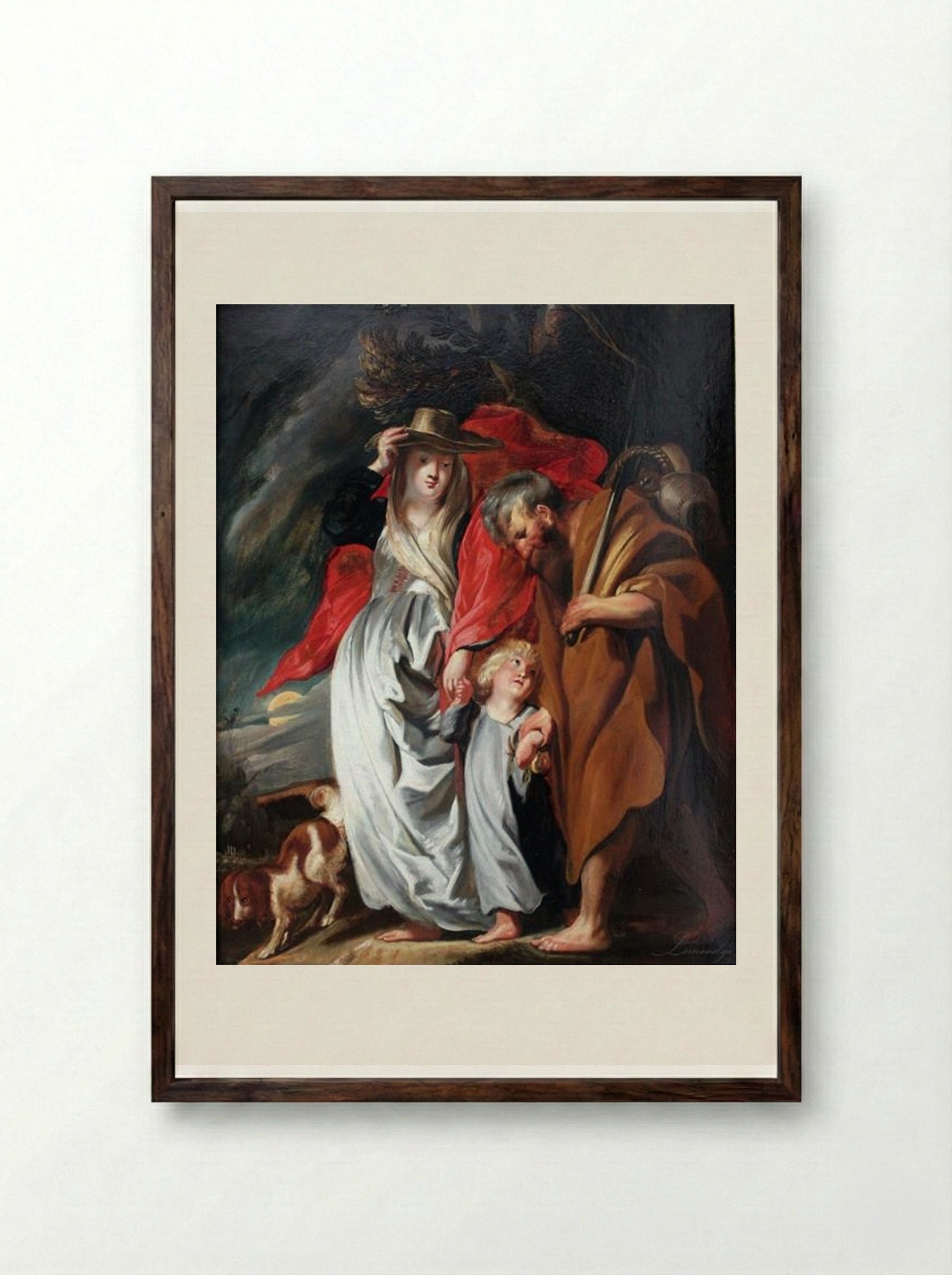 The Return from Egypt of the Holy Family - Jacob Jordaens - Framed Print Dark Wood