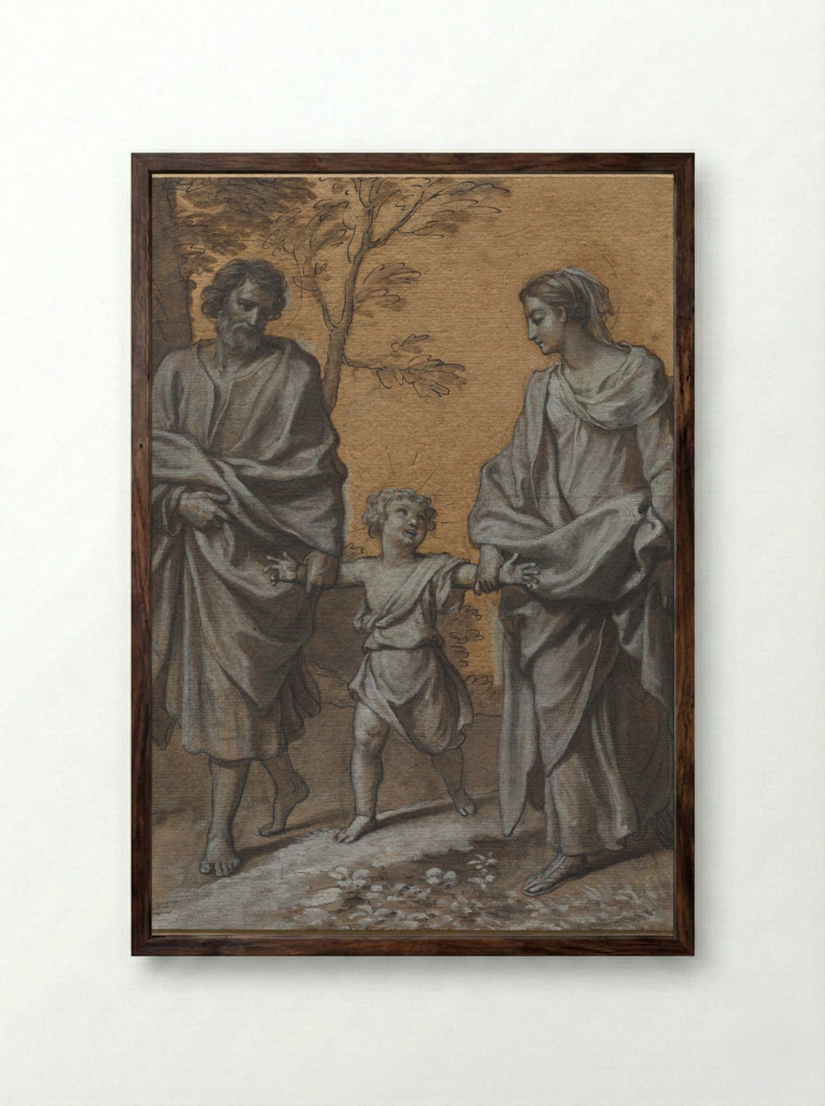 The Return of the Holy Family from Egypt - Claude Simpol - Framed Print Dark Wood