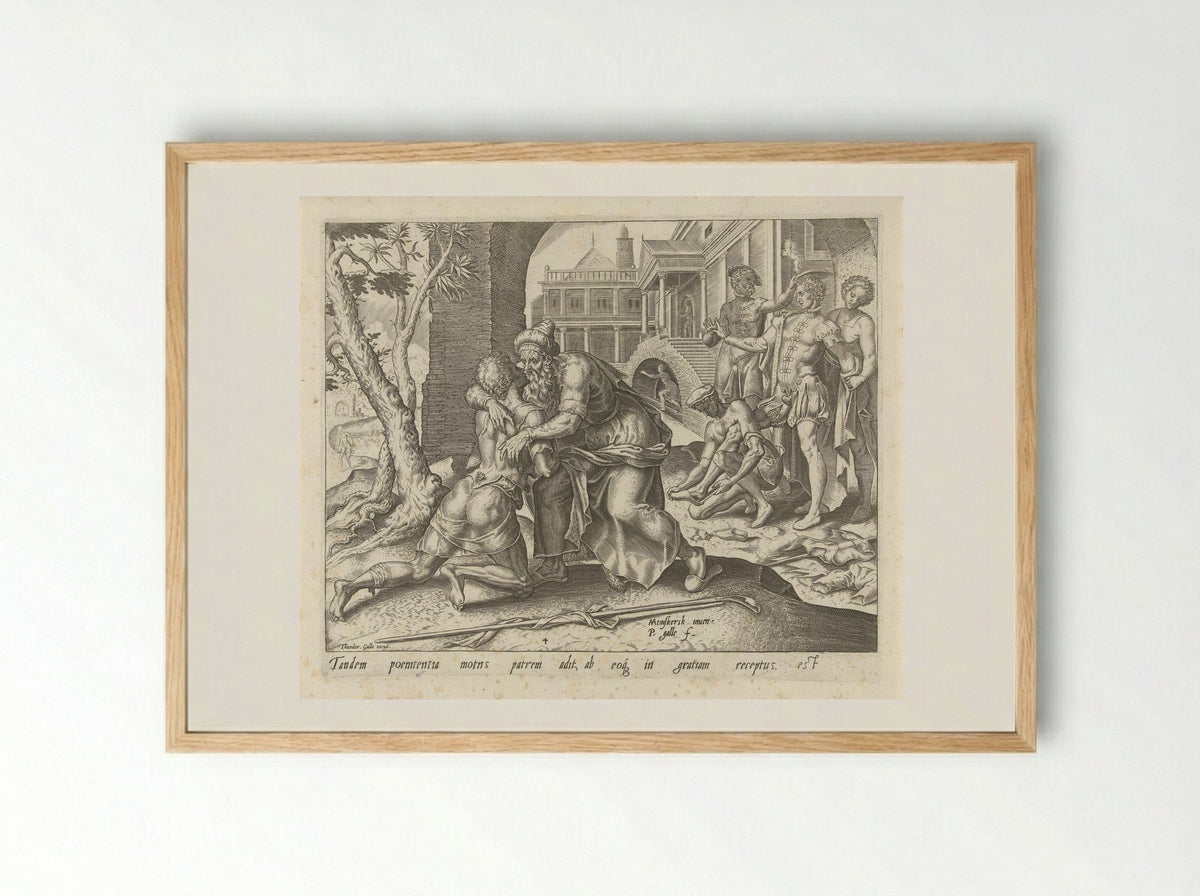 The Return of the Prodigal Son - Philips Galle - Framed Print Wood