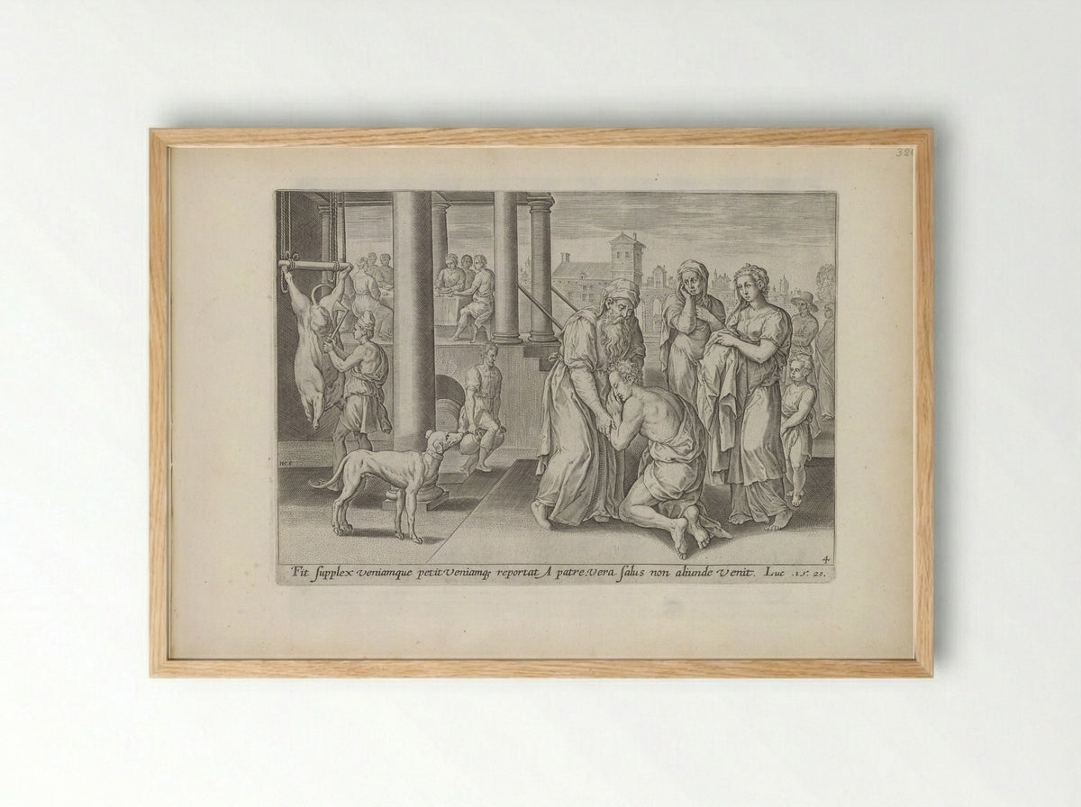 The Return of the Prodigal Son - Claes Jansz. Visscher (II) - Framed Print Wood