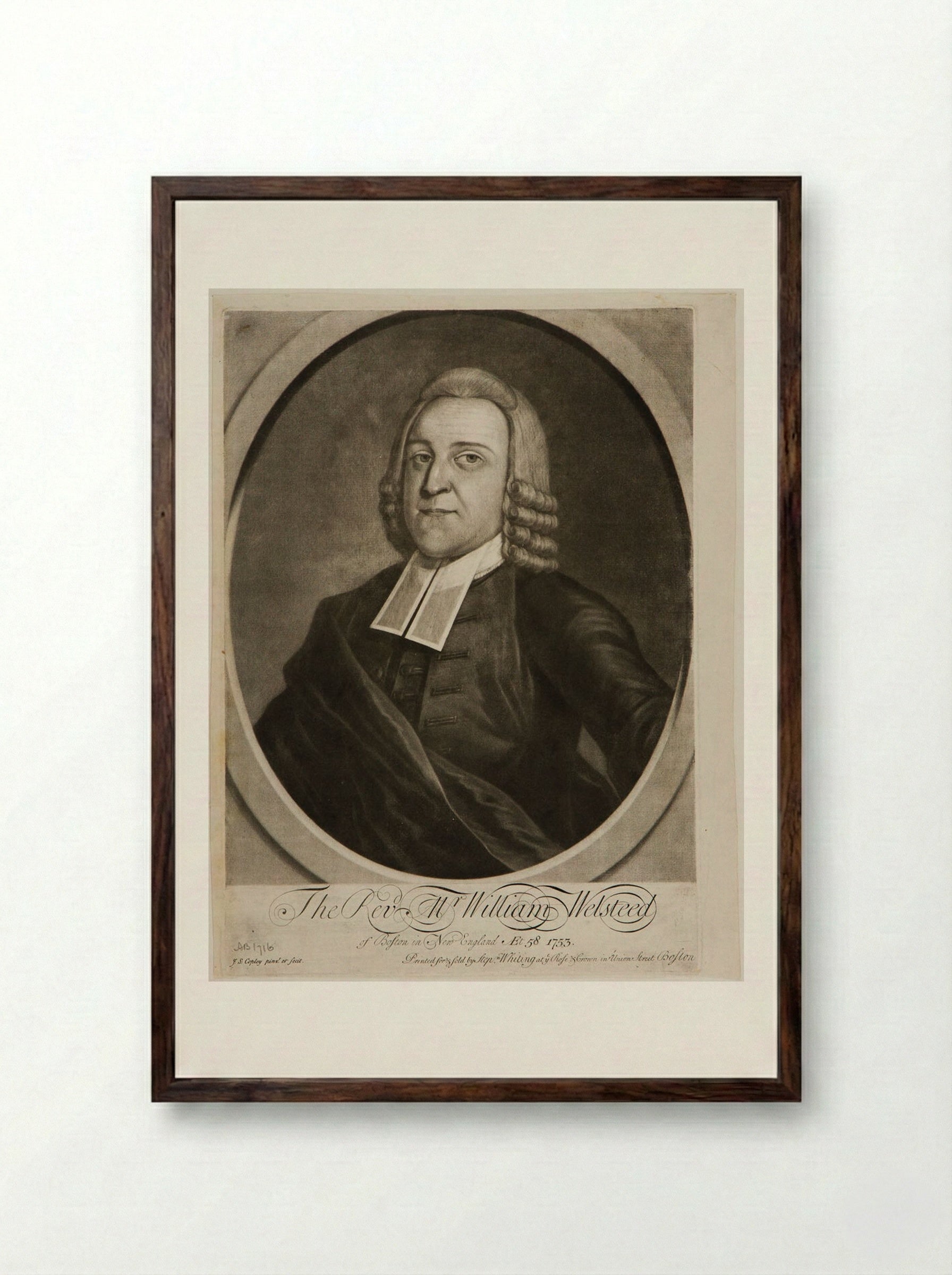 The Reverend William Welsteed - John Singleton Copley - Framed Print Dark Wood