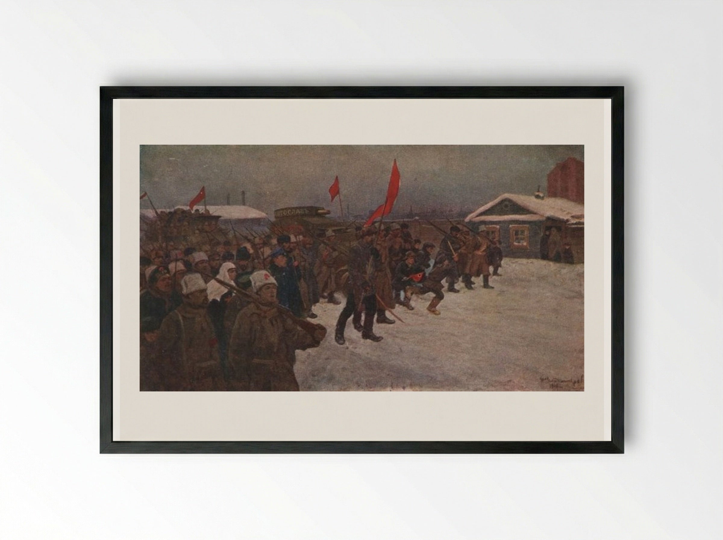 The Revolt of the Soldiers and Workers in the Days of February 1917 - Ivan Vladimirov - Framed Print Black