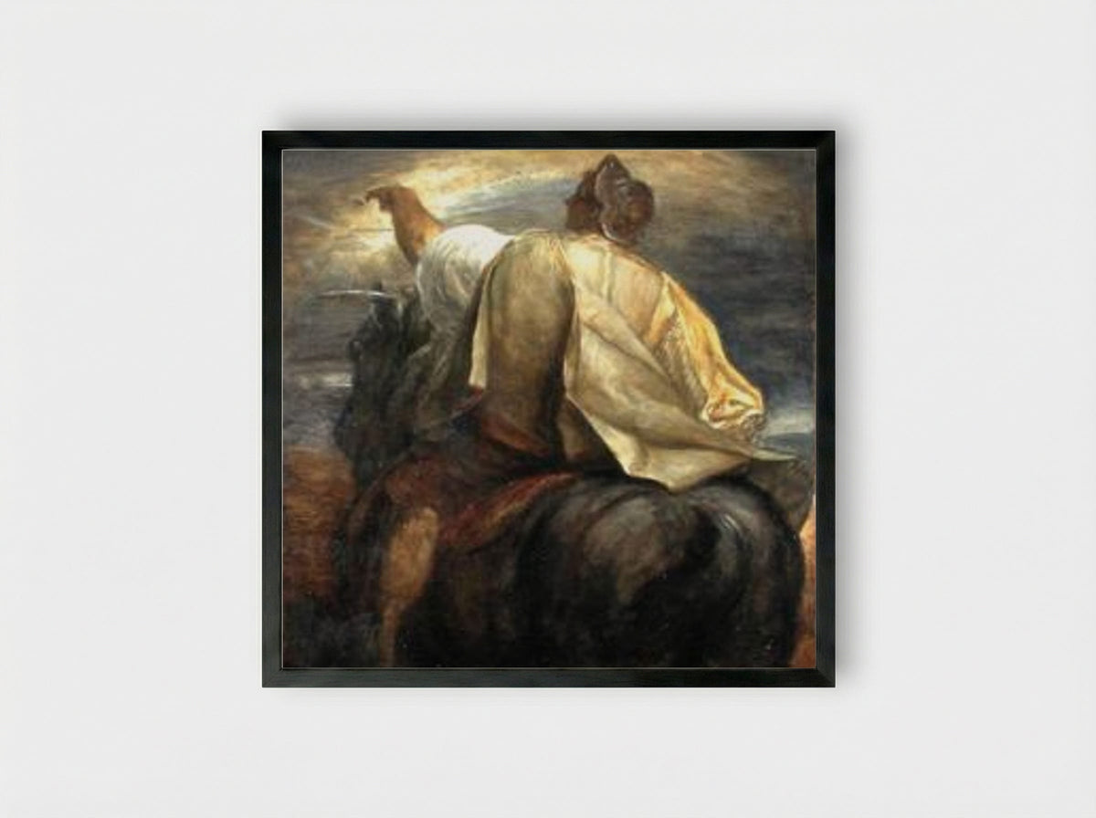 The Rider on the Pale Horse - George Frederick Watts - Framed Print Black