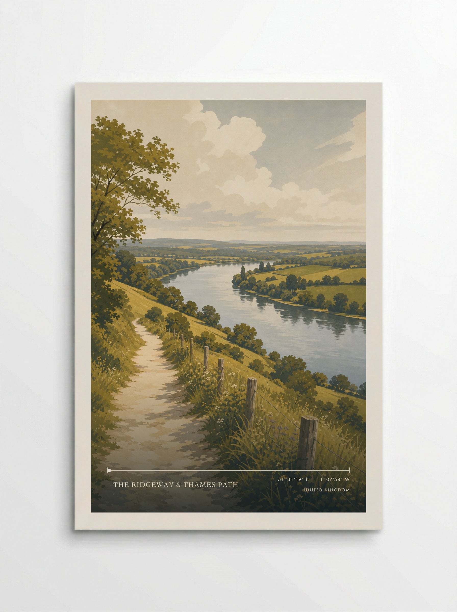 The Ridgeway & Thames Path United Kingdom Travel Poster - Poster