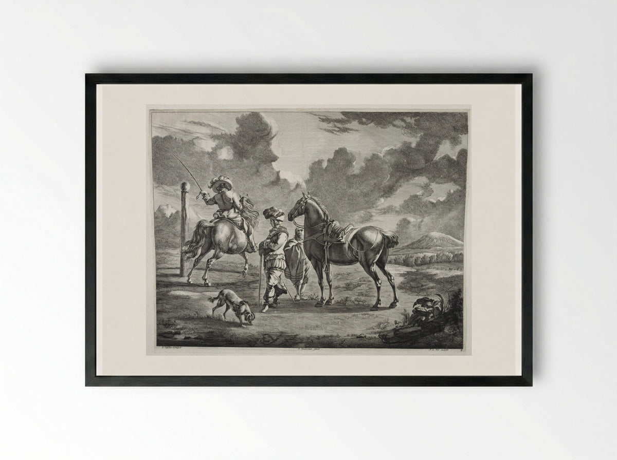 The Riding School - Johannes Visscher - Framed Print Black