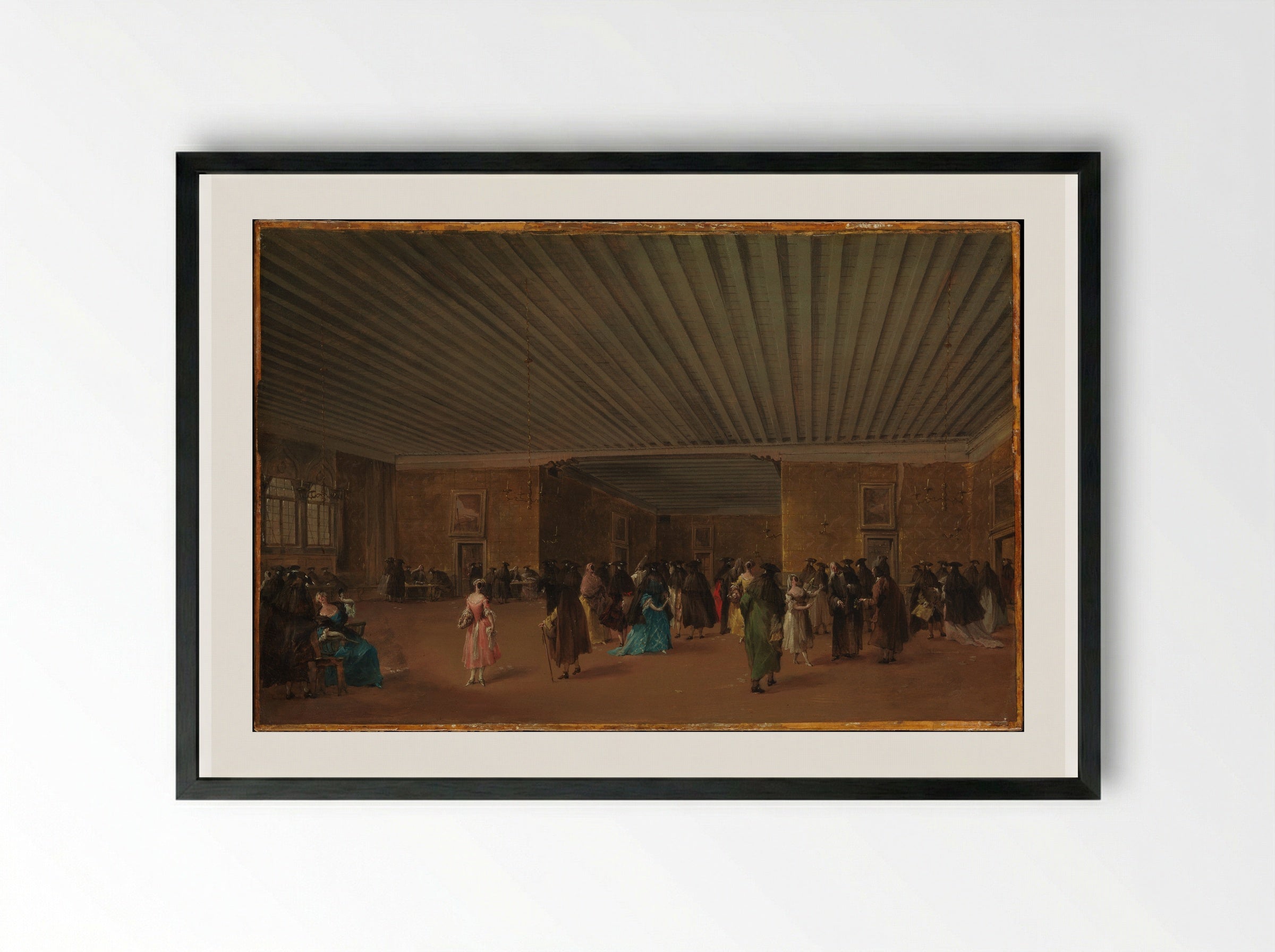 The Ridotto Pubblico at Palazzo Dandolo - Francesco Guardi - Framed Print Black