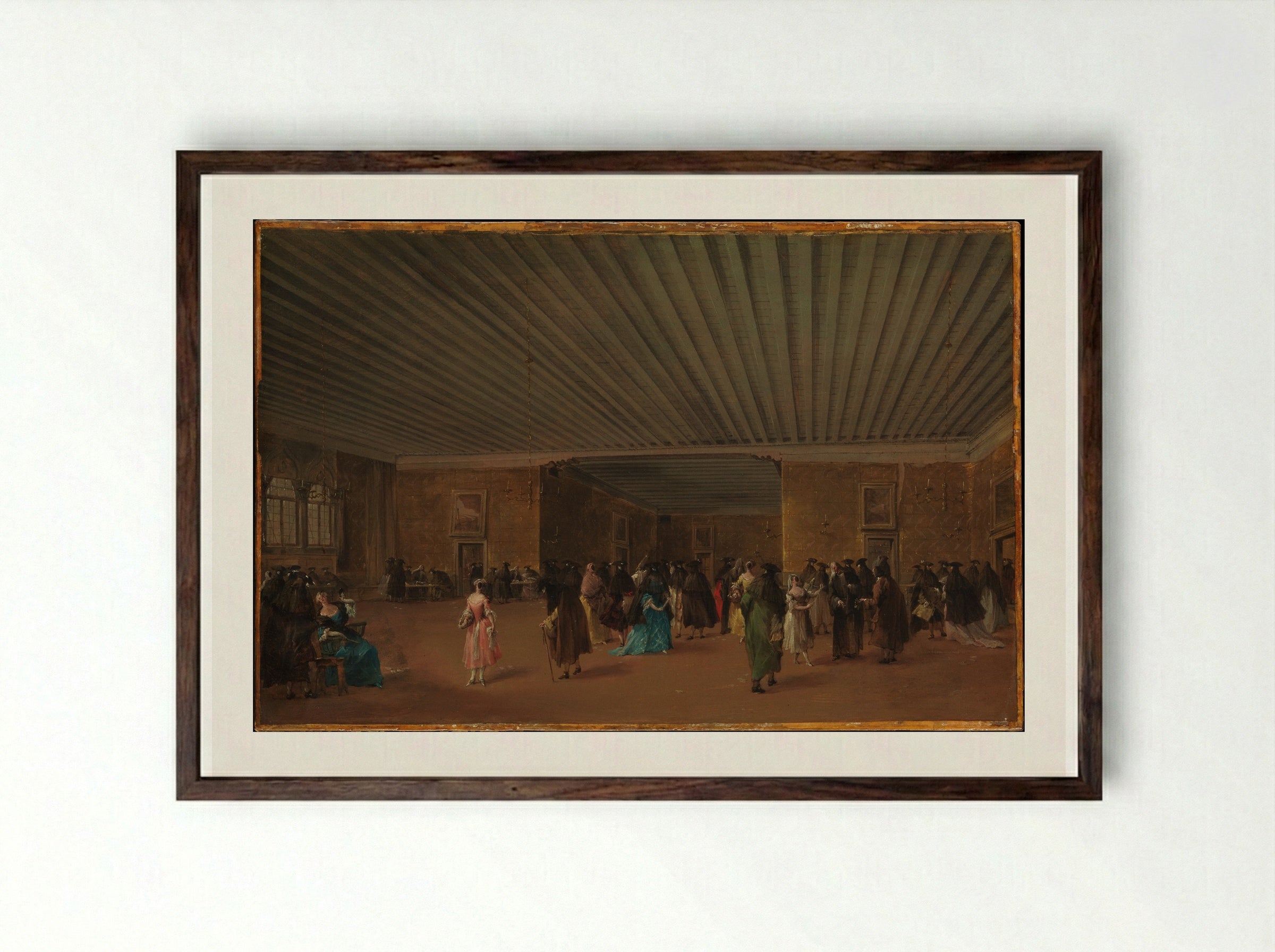 The Ridotto Pubblico at Palazzo Dandolo - Francesco Guardi - Framed Print Dark Wood