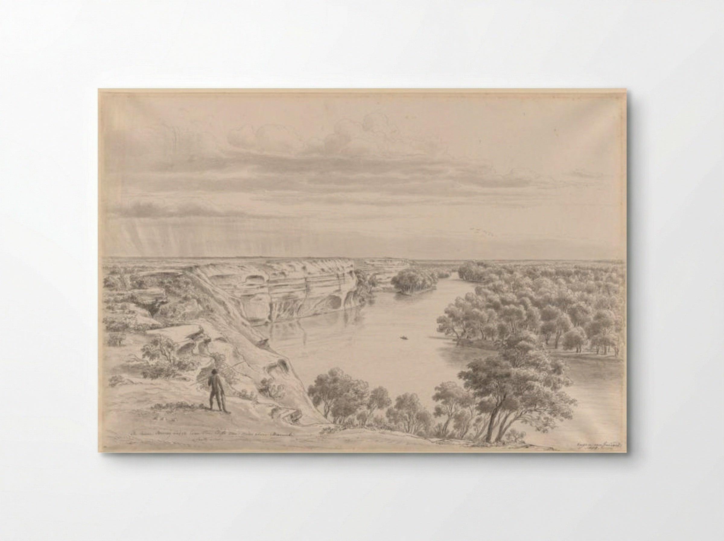 The River Murray and its limestone cliffs three miles above Moorundi, south view - Eugene von Guerard - Poster