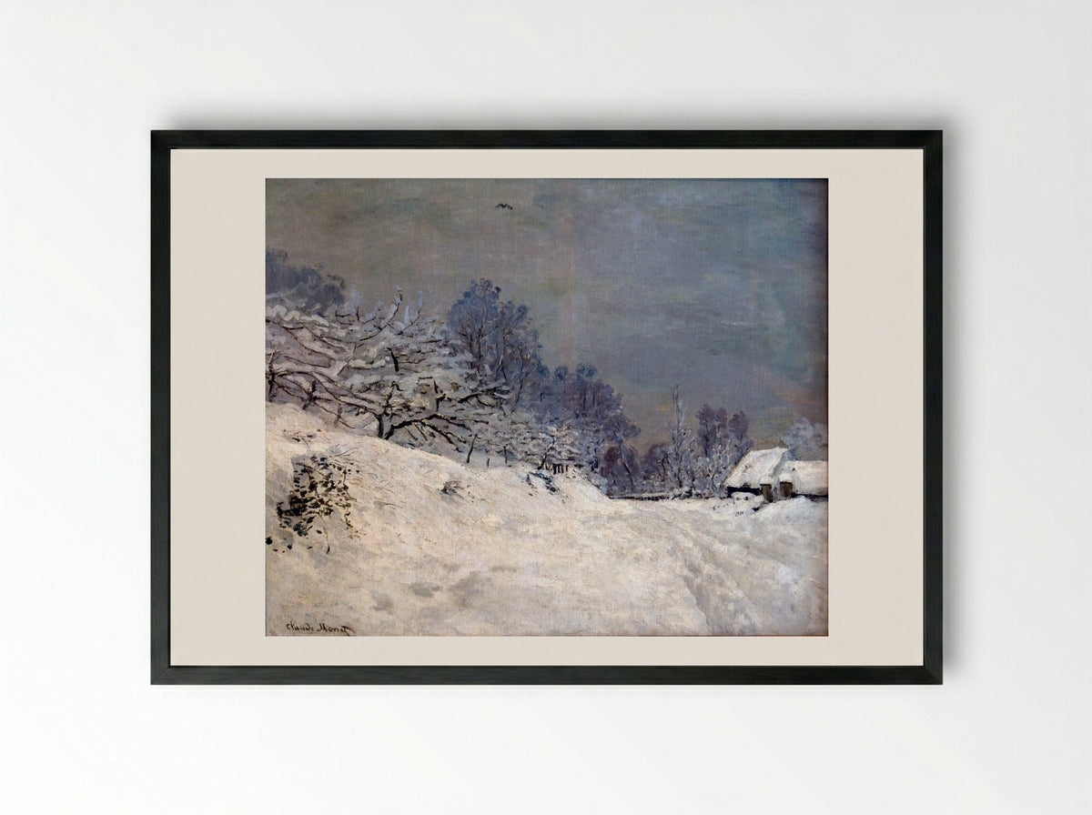 The Road in front of Saint-Simeon Farm in Winter - Claude Monet - Framed Print Black