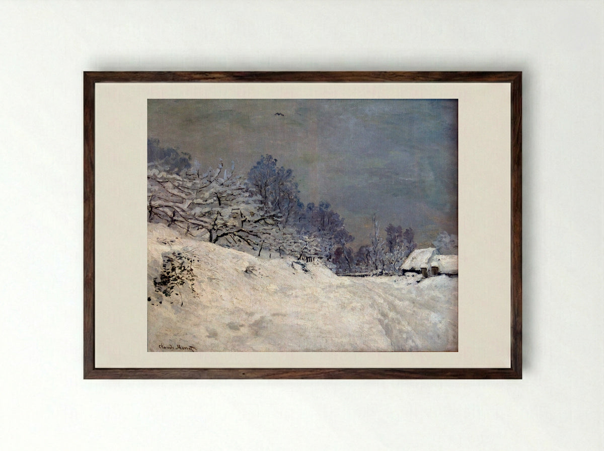 The Road in front of Saint-Simeon Farm in Winter - Claude Monet - Framed Print Dark Wood