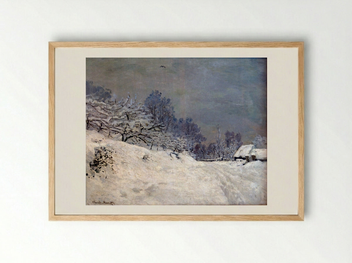 The Road in front of Saint-Simeon Farm in Winter - Claude Monet - Framed Print Wood