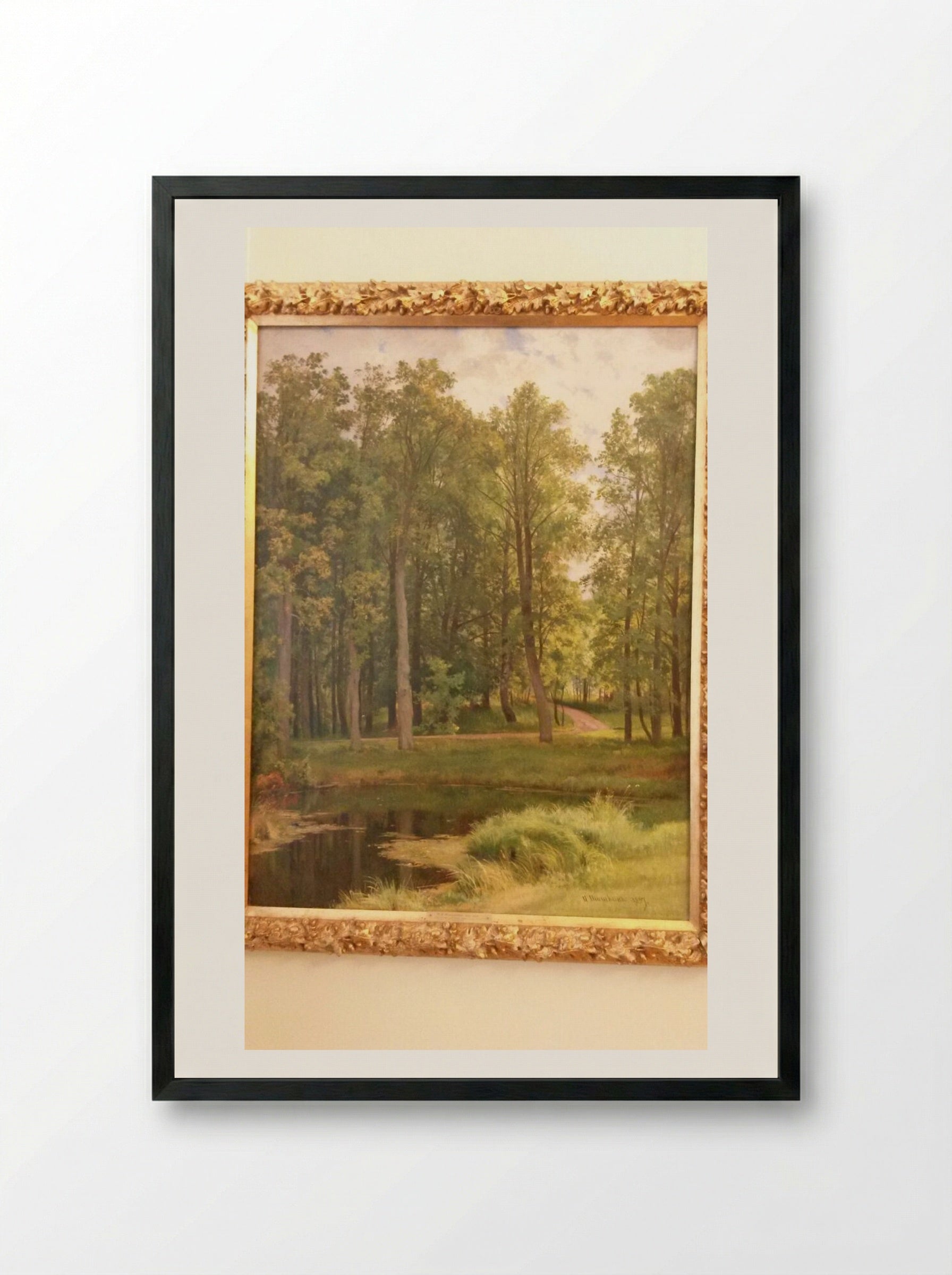 The Road in the Forest - Ivan Shishkin - Framed Print Black