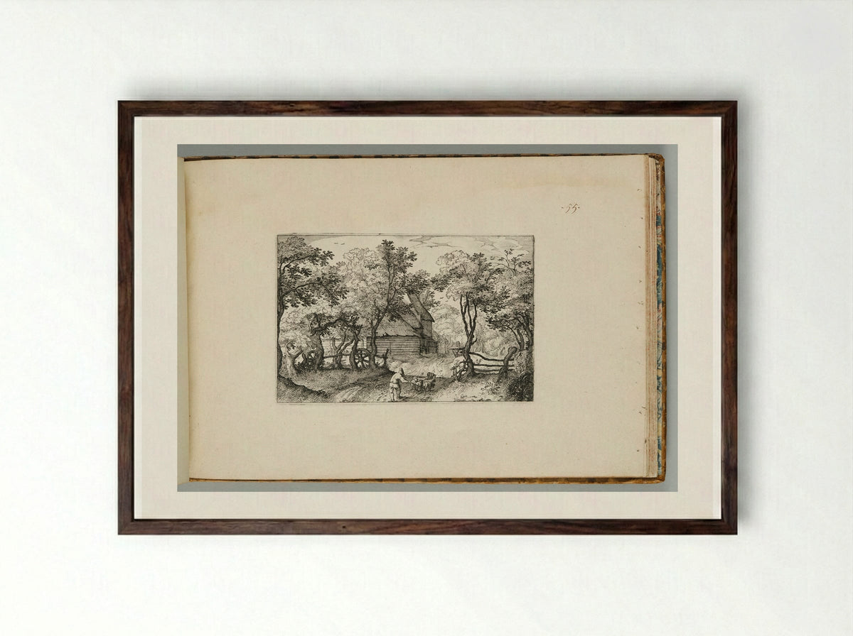 The Road towards Heemstede - Claes Jansz. Visscher - Framed Print Dark Wood