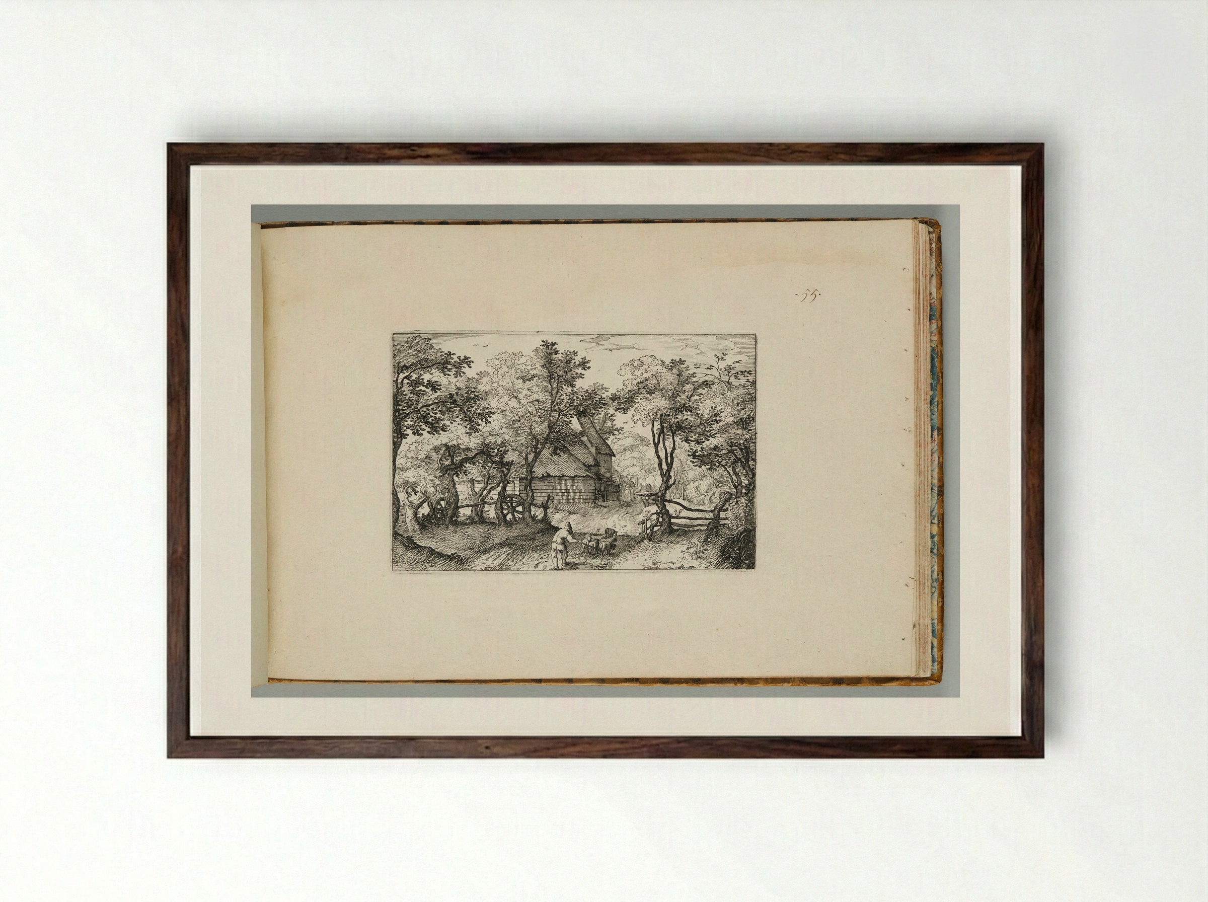 The Road towards Heemstede - Claes Jansz. Visscher - Framed Print Dark Wood