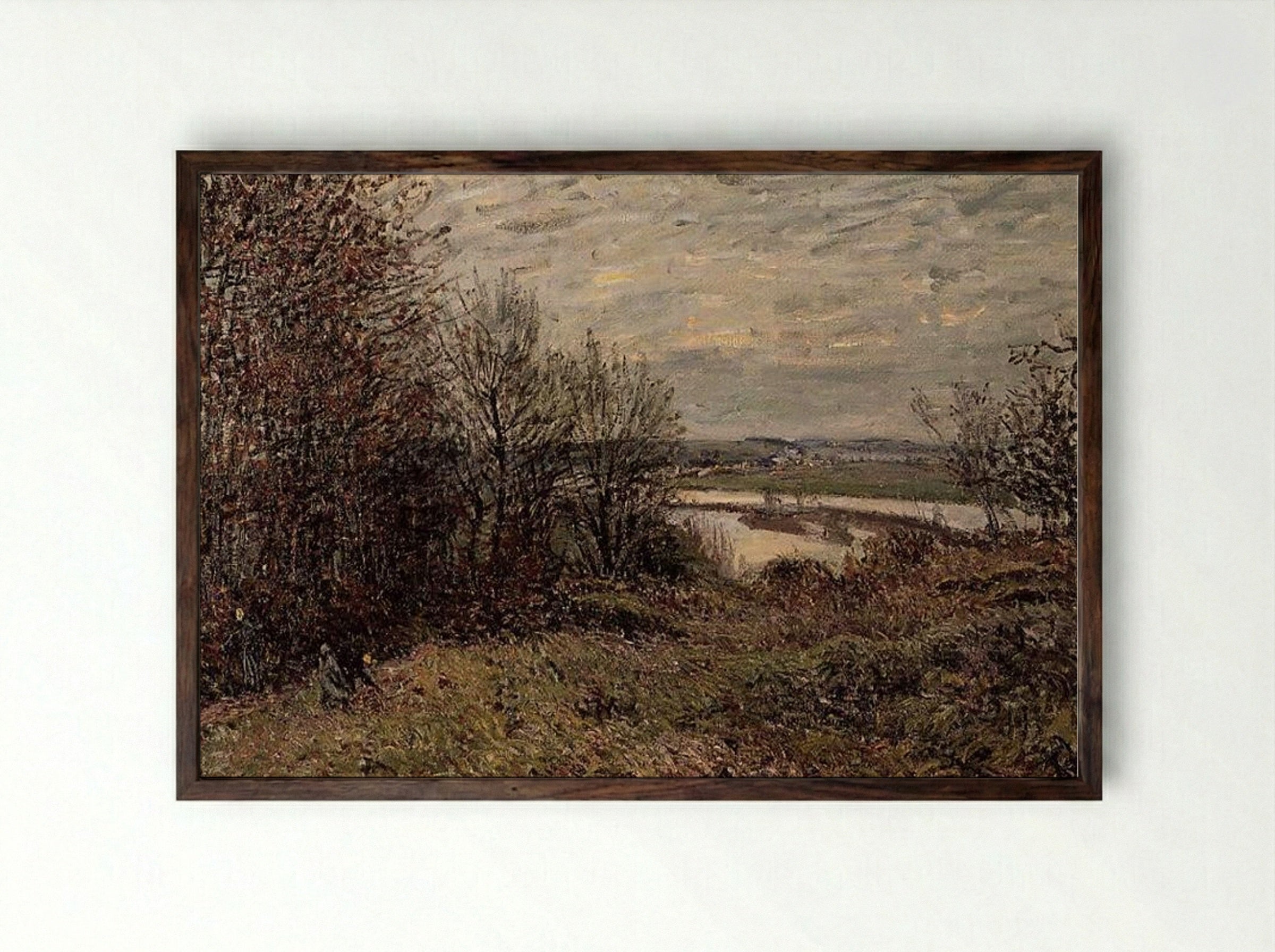 The Roches Courtaut Wood, near By - Alfred Sisley - Framed Print Dark Wood