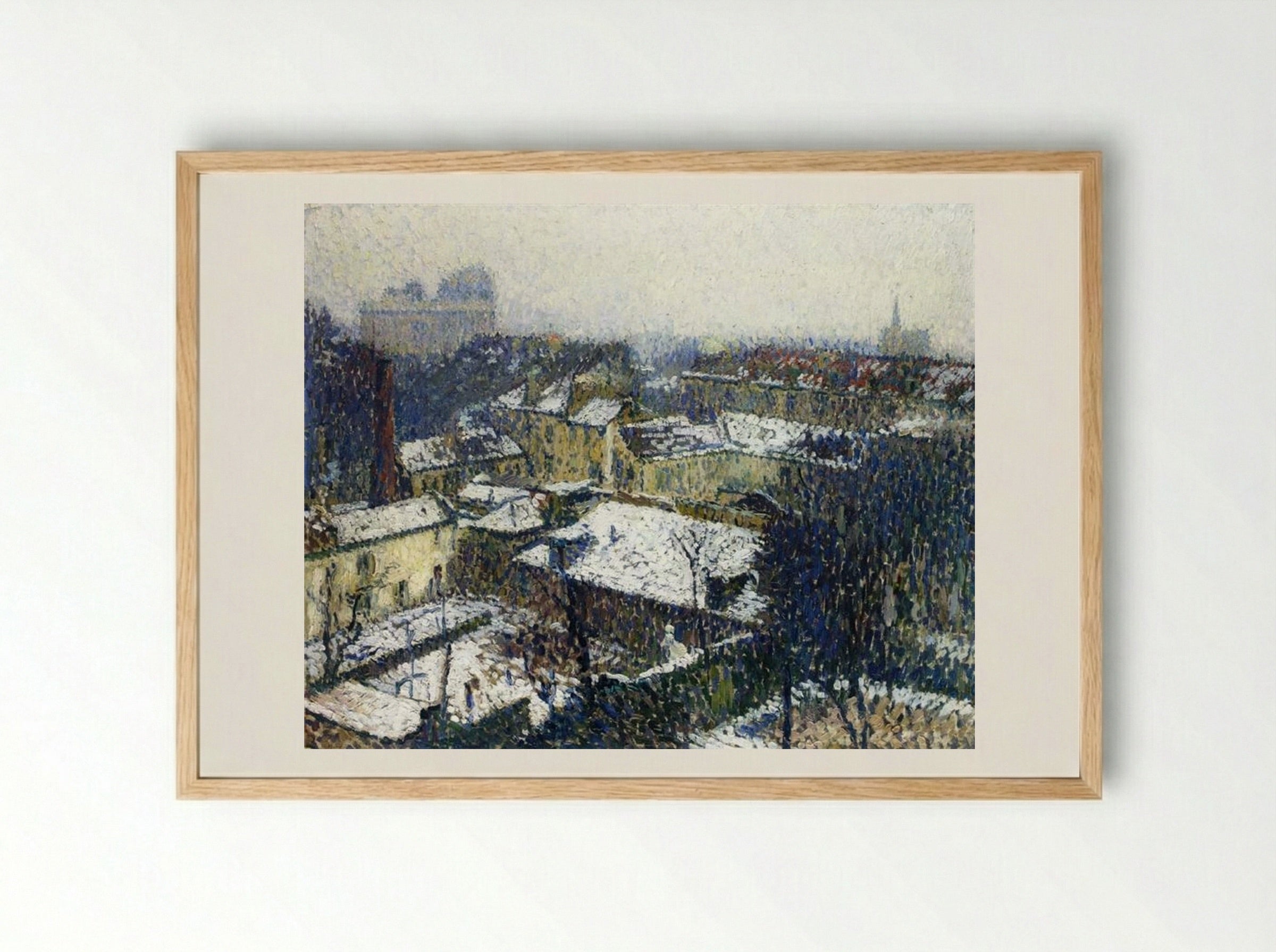 The Roofs of Paris in the Snow, the View from the Artist's Studio - Henri Martin - Framed Print Wood